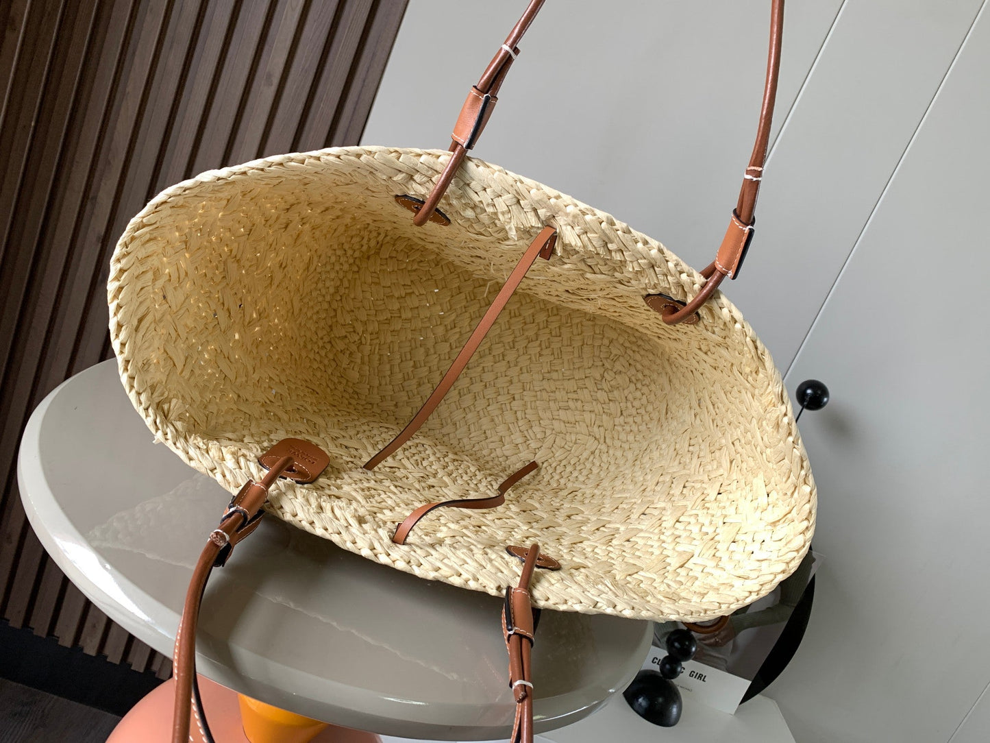 Medium anagram basket bag in iraca palm and calfskin mysite
