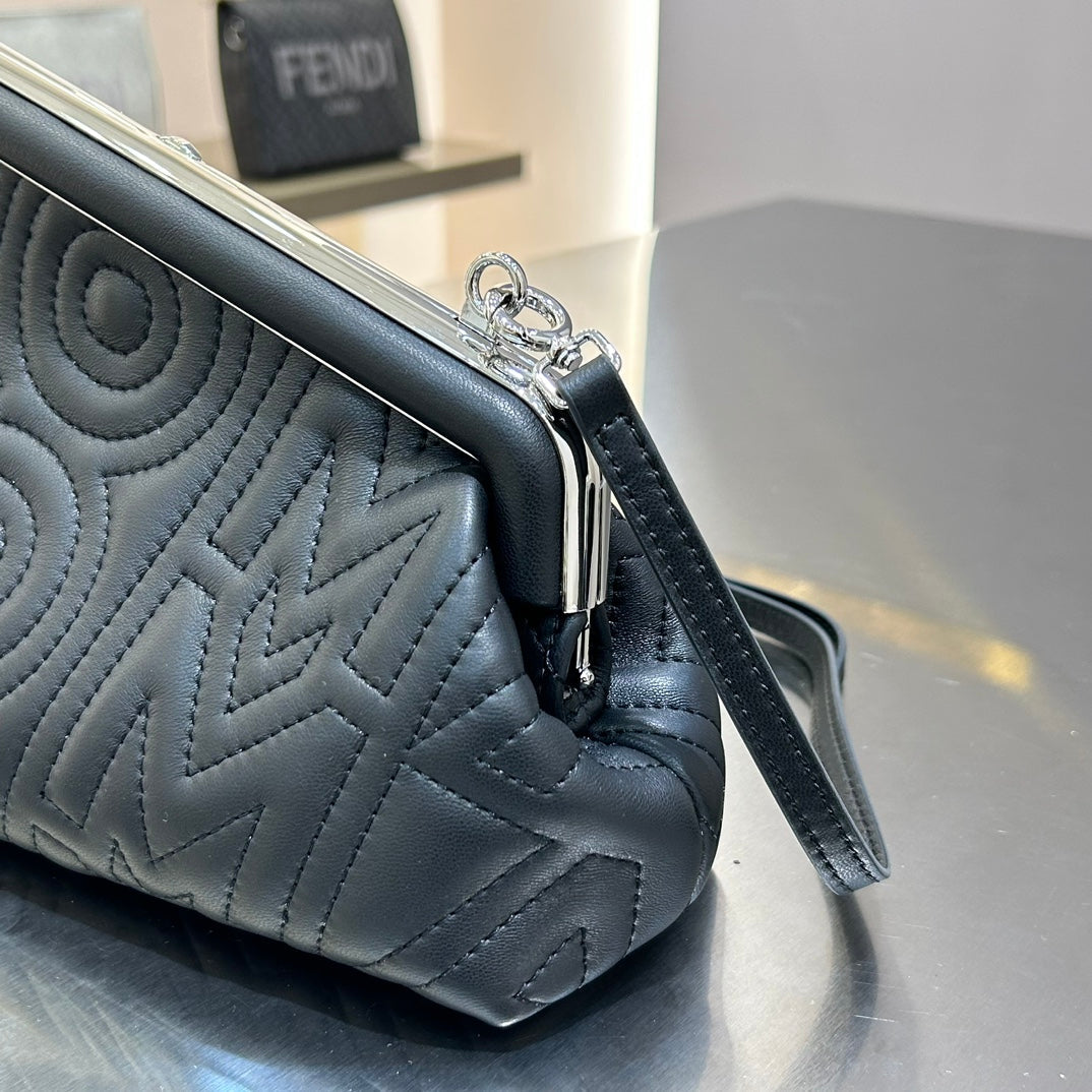 FENDI FIRST MINI 25 IN BLACK CALFSKIN BAG SILVER HARDWARE mysite