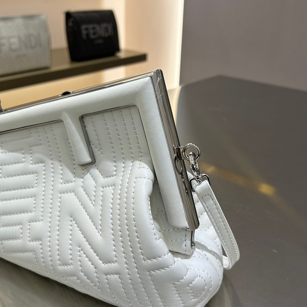 FENDI FIRST MINI 25 IN WHITE CALFSKIN BAG SILVER HARDWARE mysite