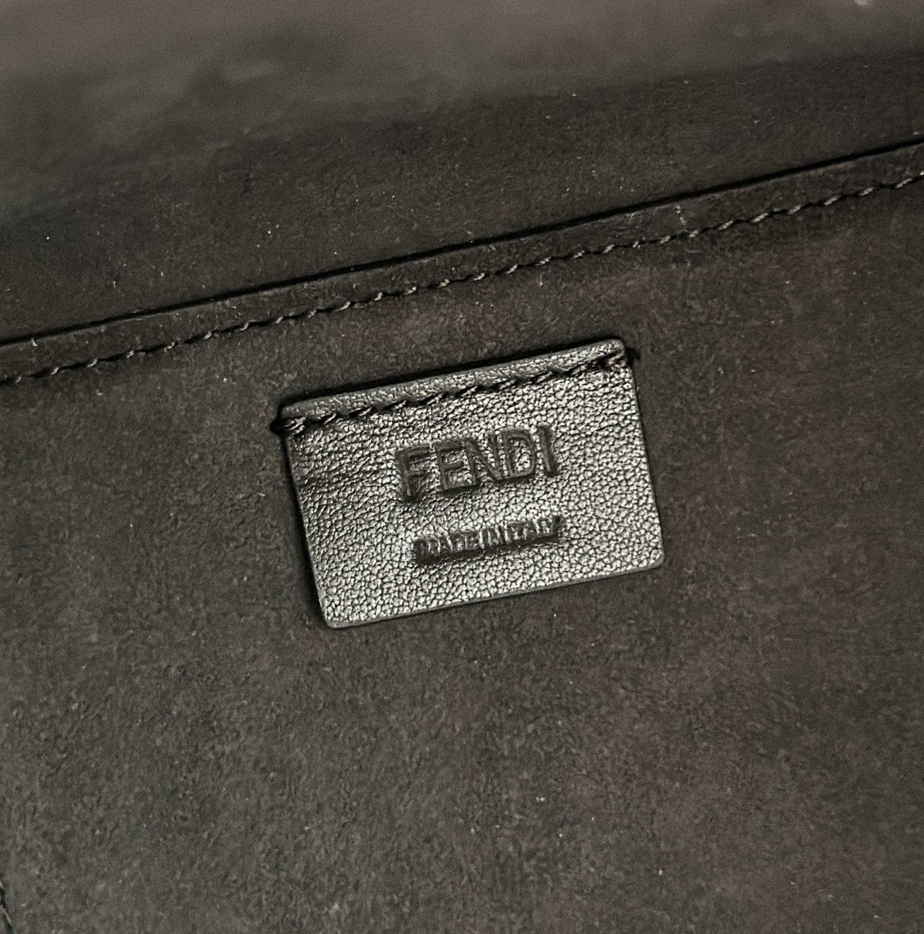 FENDI ORIGAMI MINI 19 BROWN MIX BLACK FF JACQUARD FABRIC BAG mysite