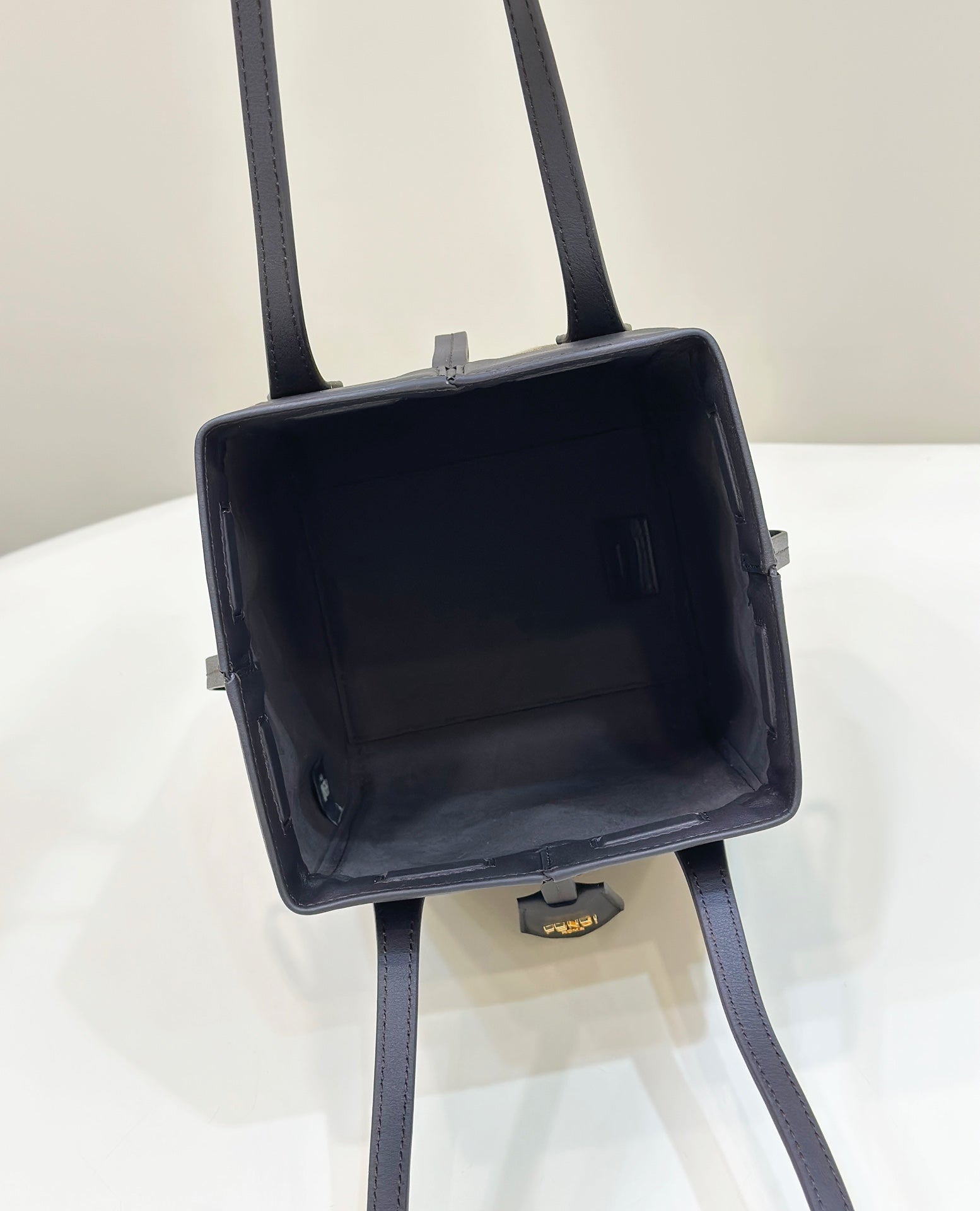 FENDI ORIGAMI MINI 19 BROWN MIX BLACK FF JACQUARD FABRIC BAG mysite