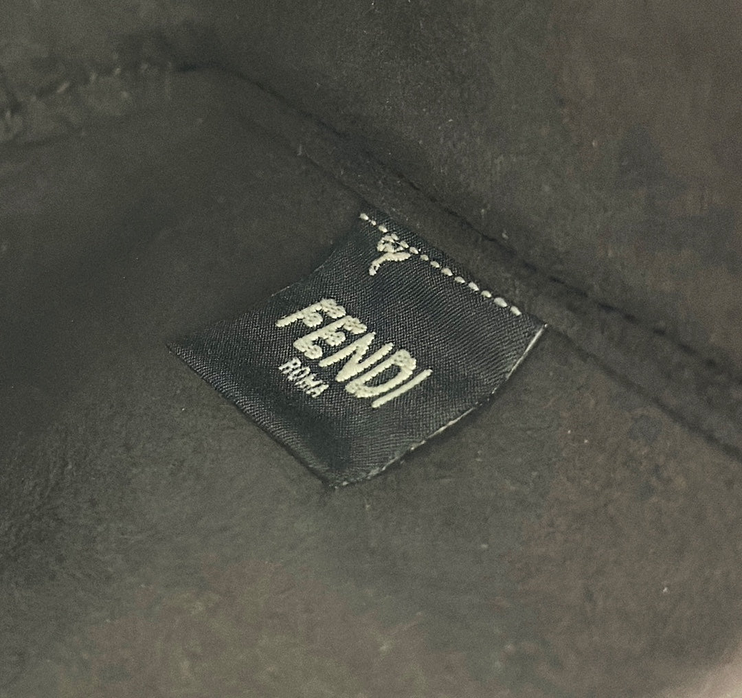 FENDI ORIGAMI MINI 19 BROWN MIX BLACK FF JACQUARD FABRIC BAG mysite