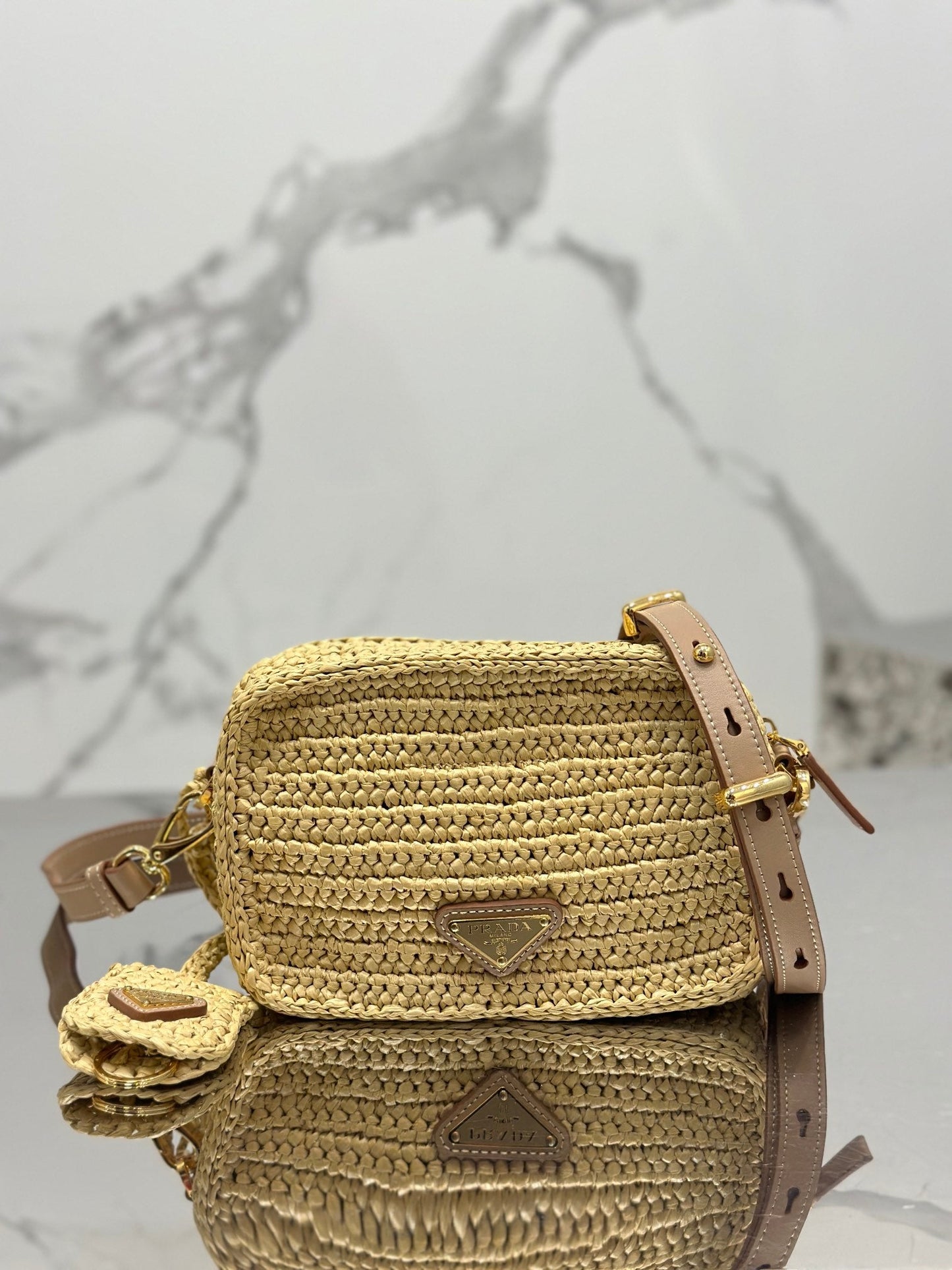 CAMERA BAG 20 IN BEIGE WOVEN RAFFIA mysite