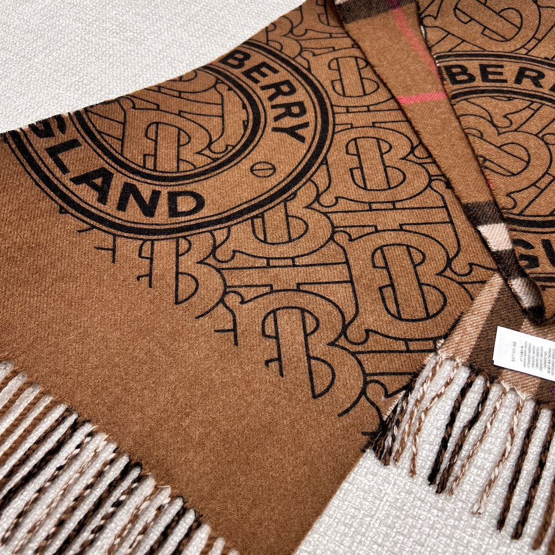 SCARF 168 CM IN CHOCOLATE BROWN CASHMERE 410086 mysite