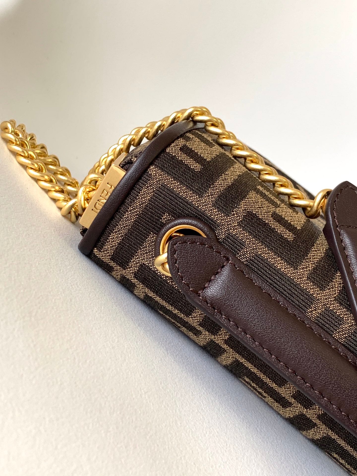 Fend Baguette 24 Brown FF Jacquard Fabric Bag Ghw mysite