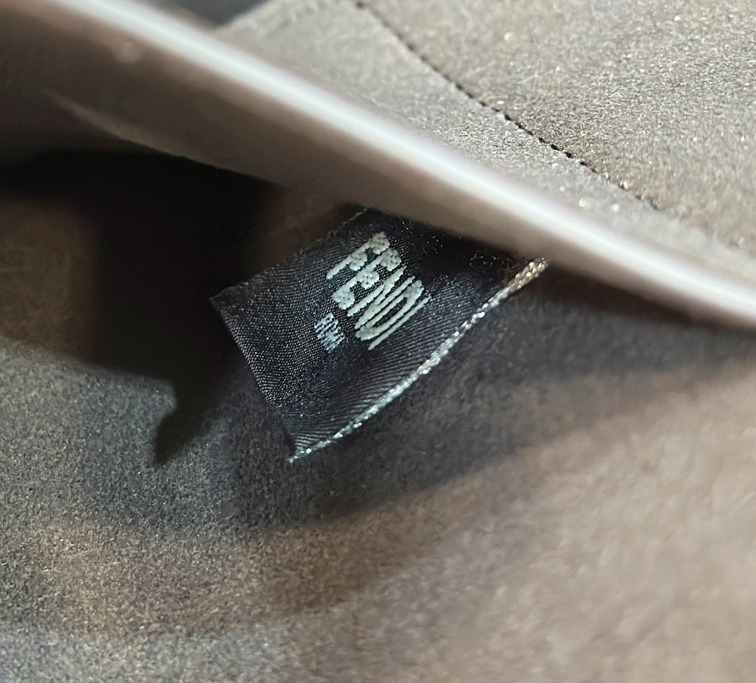 FENDI ORIGAMI LARGE 33 BROWN MIX BLACK FF JACQUARD FABRIC BAG mysite