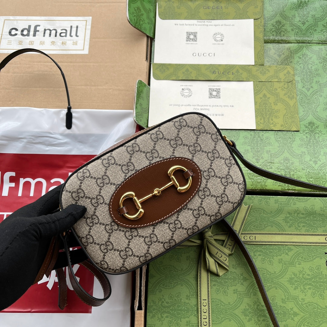 Gucci Horsebit 1995 Small Bag Brown mix Beige Leather 240125 mysite