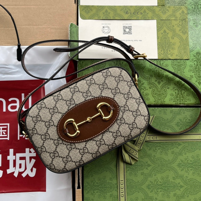 Gucci Horsebit 1995 Small Bag Brown mix Beige Leather 240125 mysite