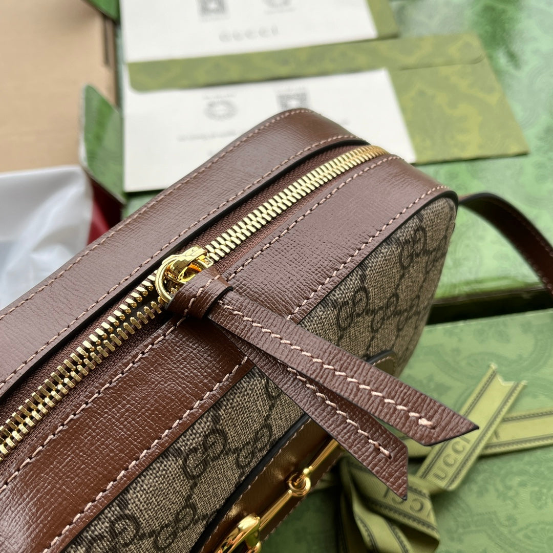 Gucci Horsebit 1995 Small Bag Brown mix Beige Leather 240125 mysite