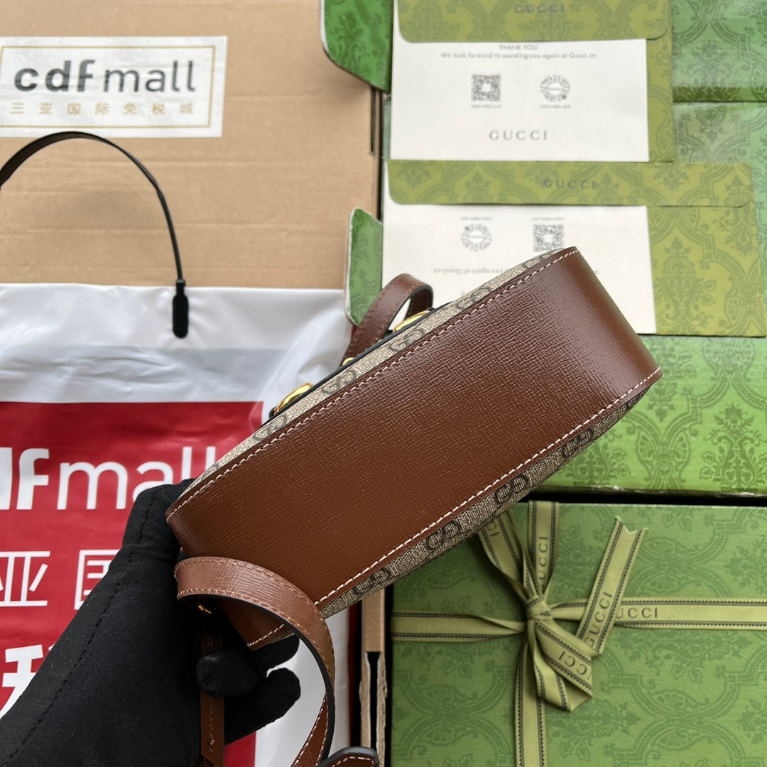 Gucci Horsebit 1995 Small Bag Brown mix Beige Leather 240125 mysite