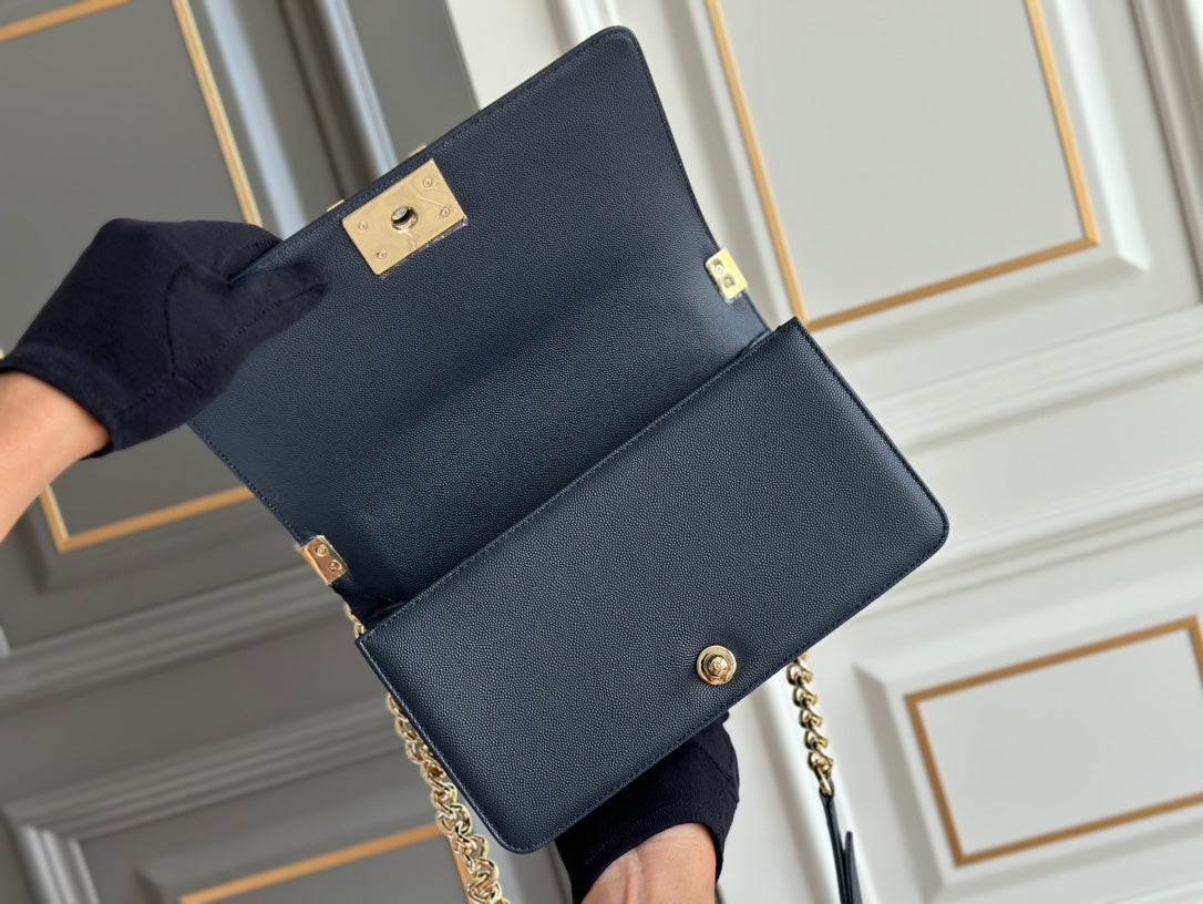 boy medium 25 dark blue chevron caviar ghw mysite