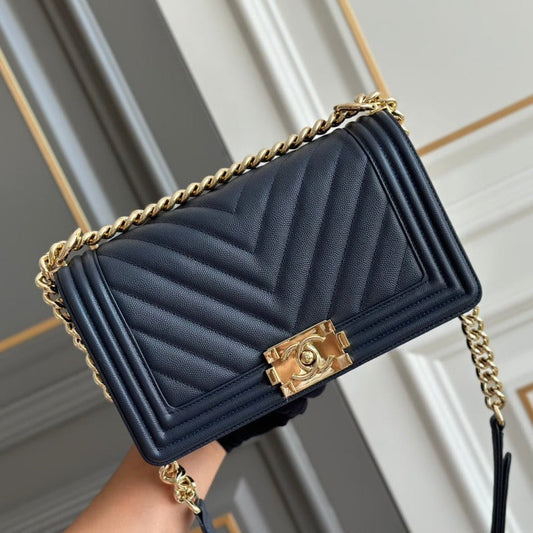 boy medium 25 dark blue chevron caviar ghw mysite