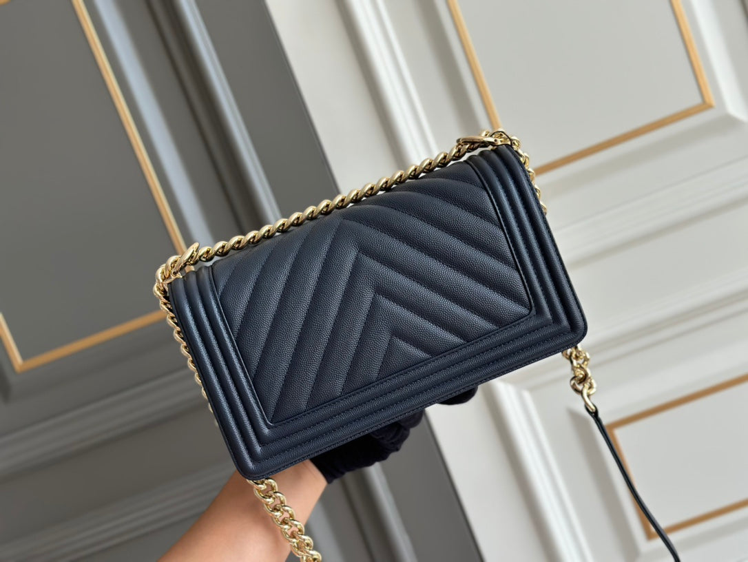 boy medium 25 dark blue chevron caviar ghw mysite