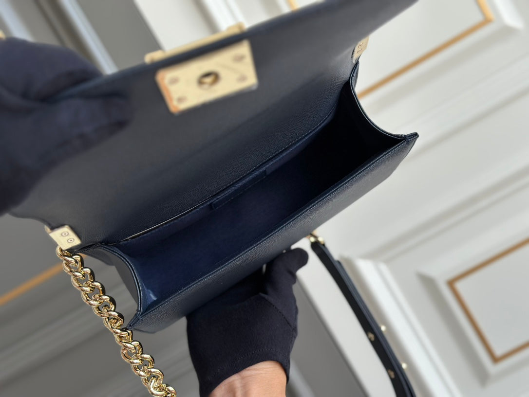 boy medium 25 dark blue chevron caviar ghw mysite