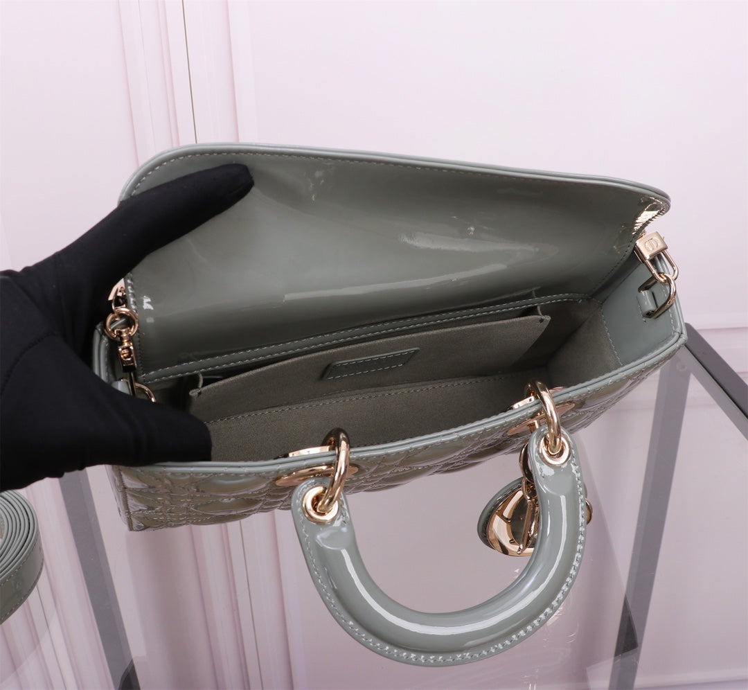 MEDIUM LADY D-JOY 26 ROCK GRAY LAMBSKIN mysite