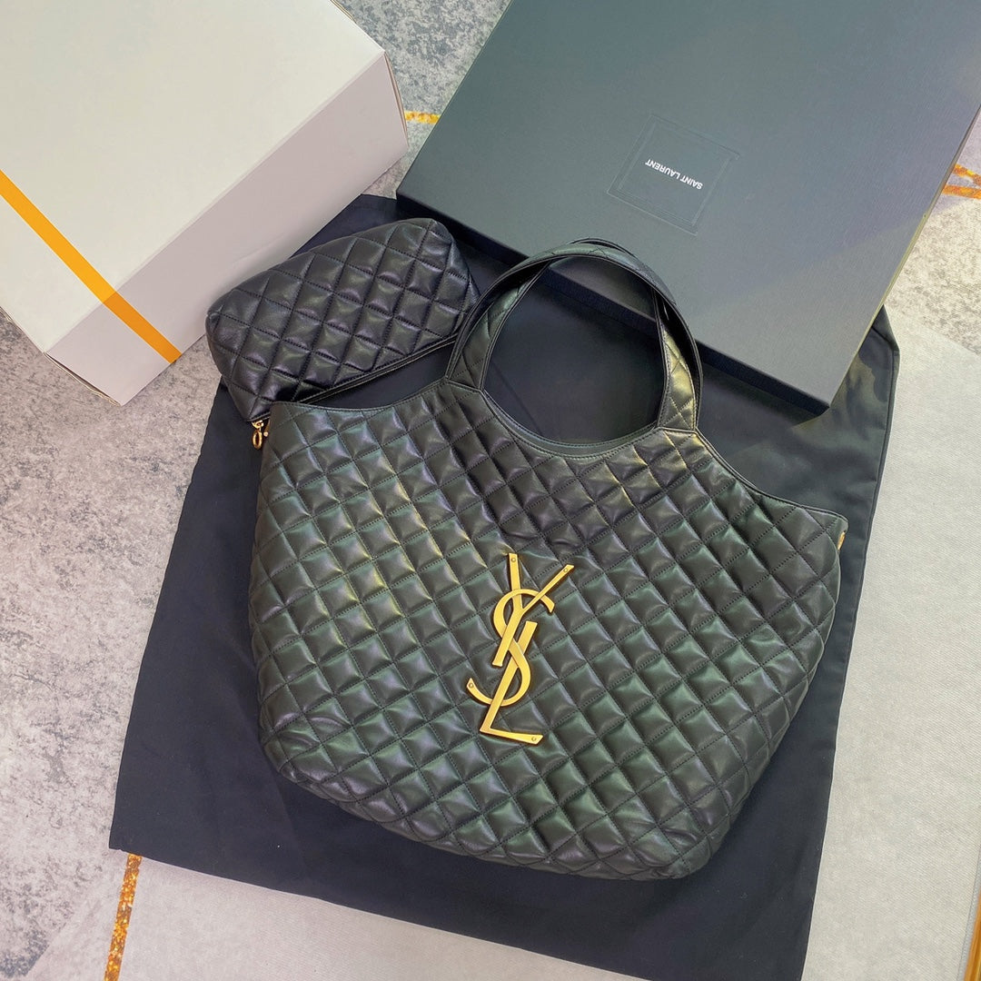 ICARE MAXI 58 SHOPPING BAG BLACK QUILTED LAMBSKIN mysite