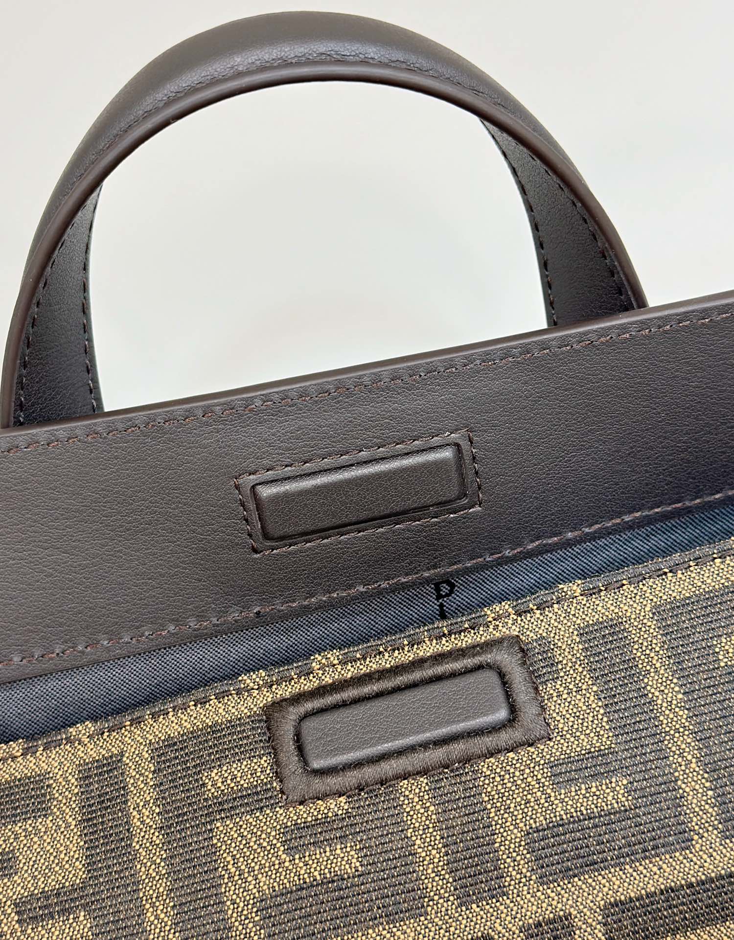 FENDI 27 BAG IN BROWN MIX BLACK JACQUARD FABRIC WITH CALFSKIN mysite