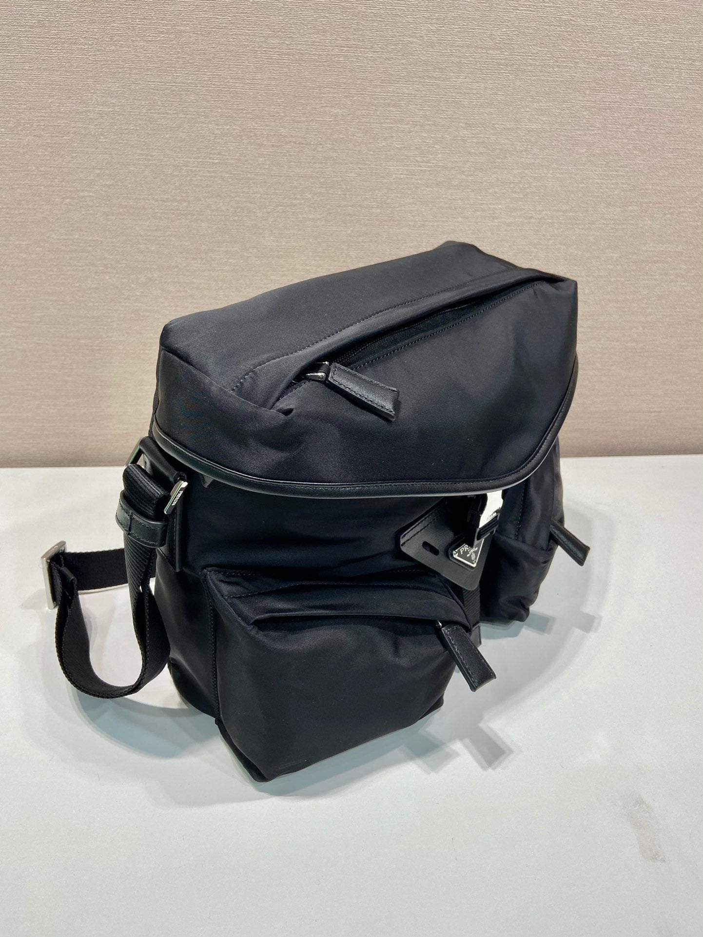 CROSSBODY BAG 29 IN BLACK RE-NYLON AND CALFSKIN TRIM mysite