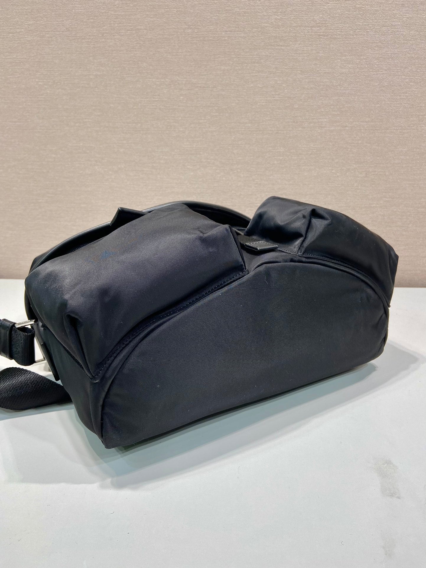 CROSSBODY BAG 29 IN BLACK RE-NYLON AND CALFSKIN TRIM mysite