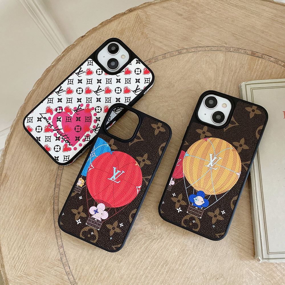 Lou Balloon & Heart Leather iPhone Case mysite