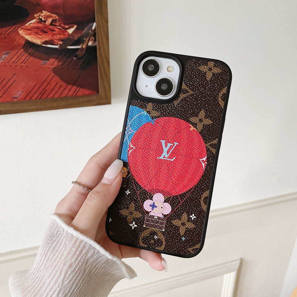 Lou Balloon & Heart Leather iPhone Case mysite