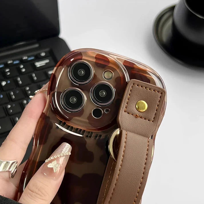 BROWN LEOPARD PRINT LEATHER STRAP IPHONE CASEs mysite