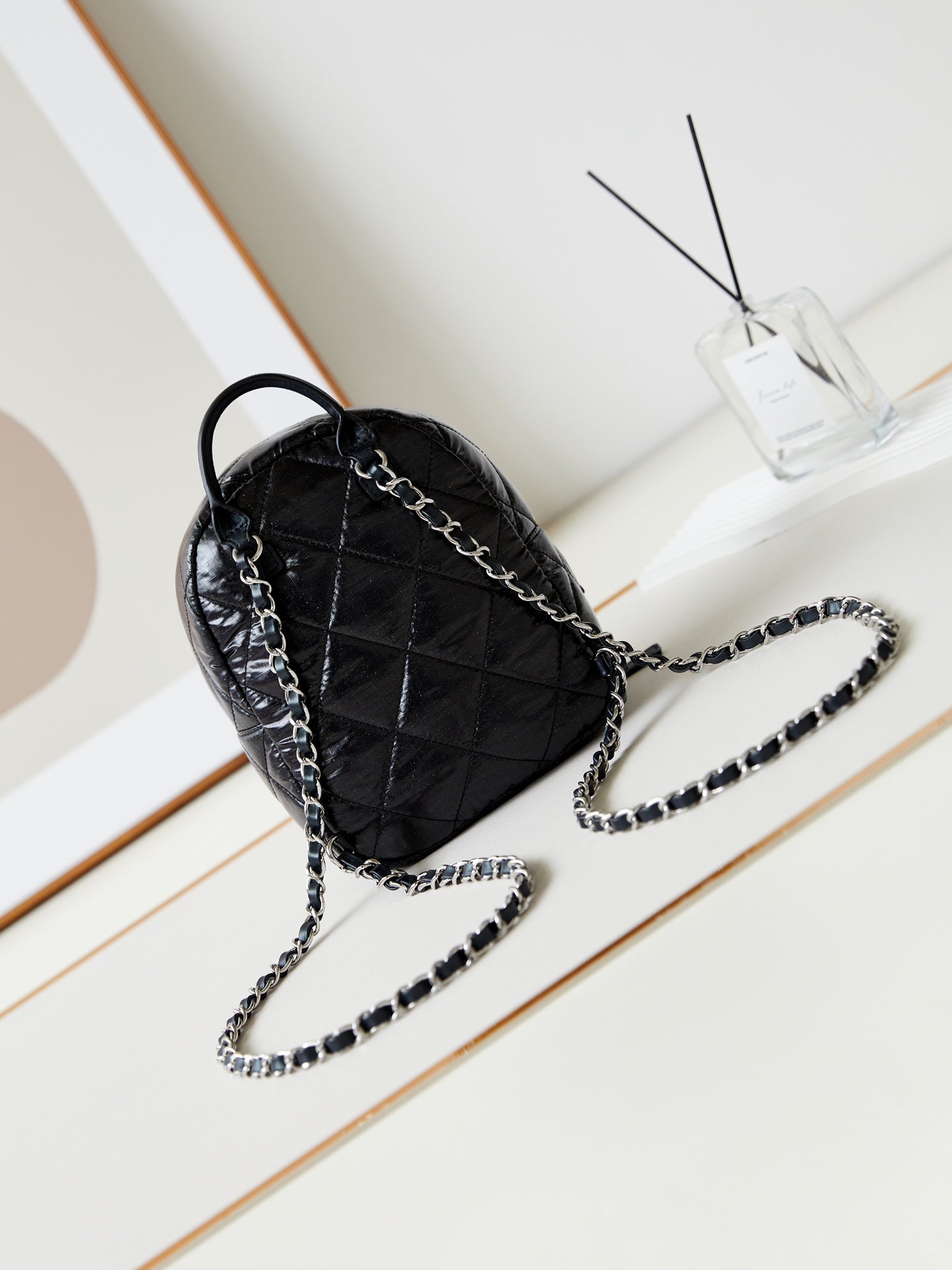 BACKPACK 22 IN BLACK FABRIC SILVER HARDWARE mysite