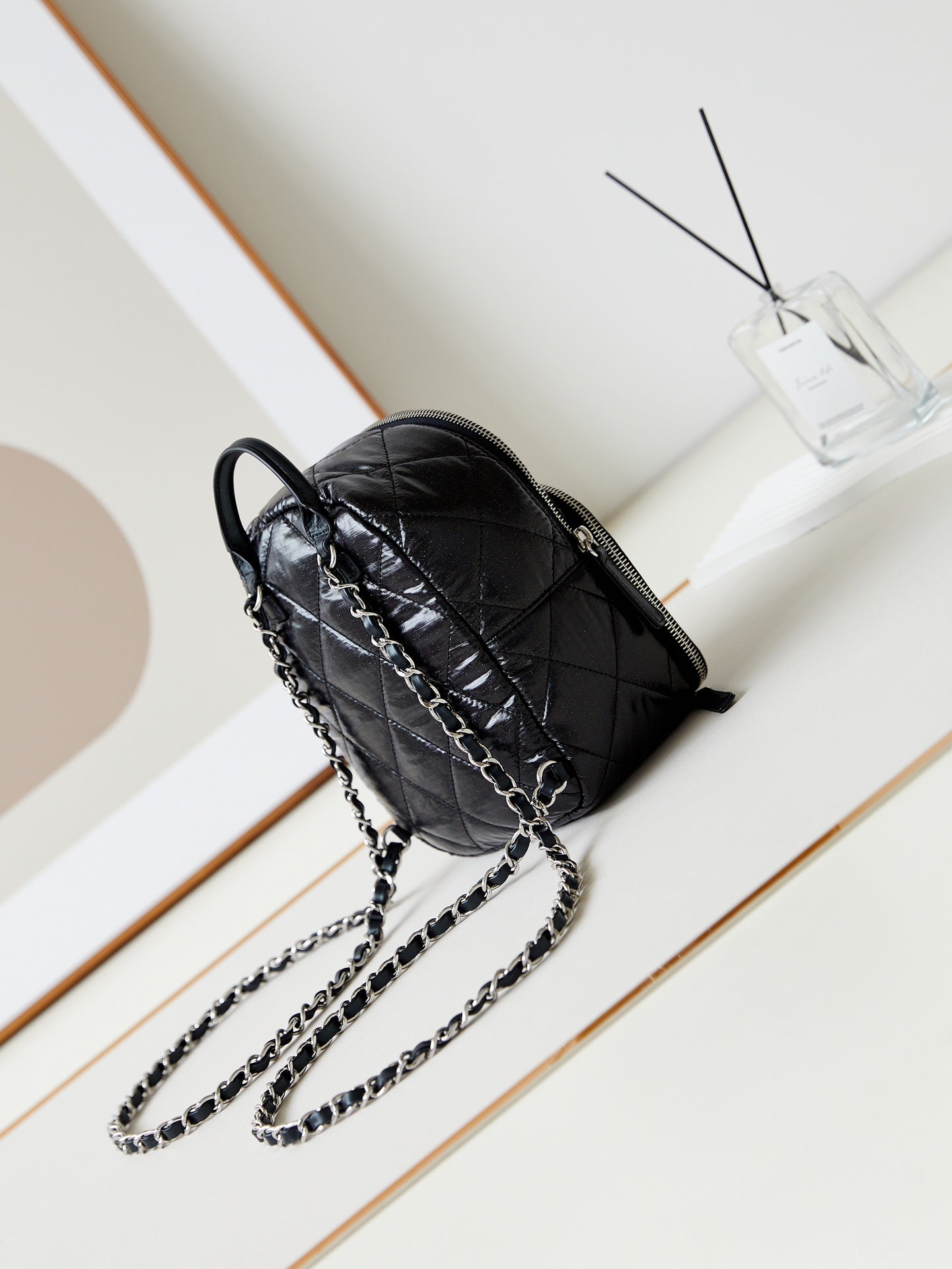 BACKPACK 22 IN BLACK FABRIC SILVER HARDWARE mysite