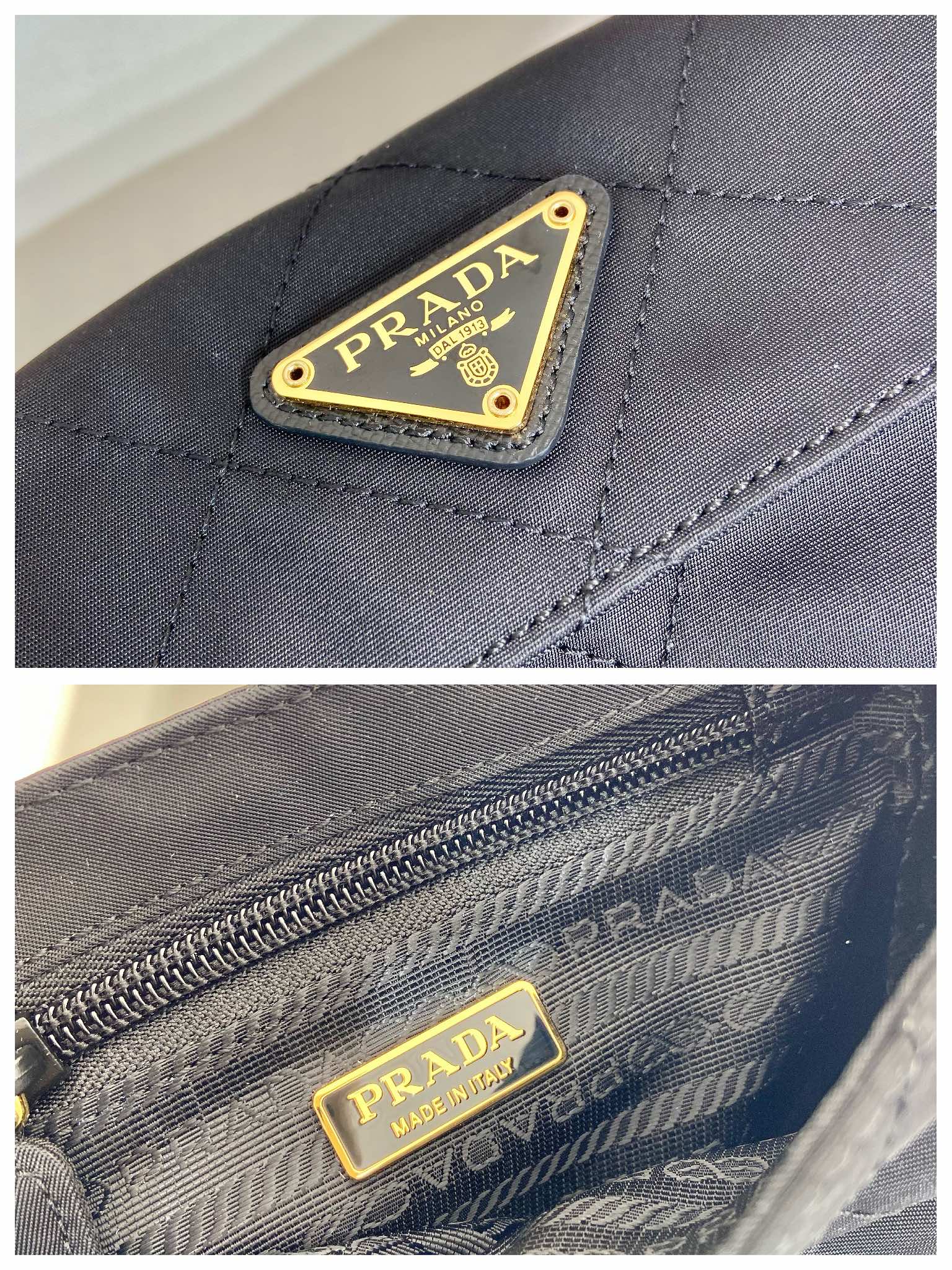 MINI QUILTED FLAP BAG 14 IN BLACK RE-NYLON FABRIC GOLD CHAIN mysite