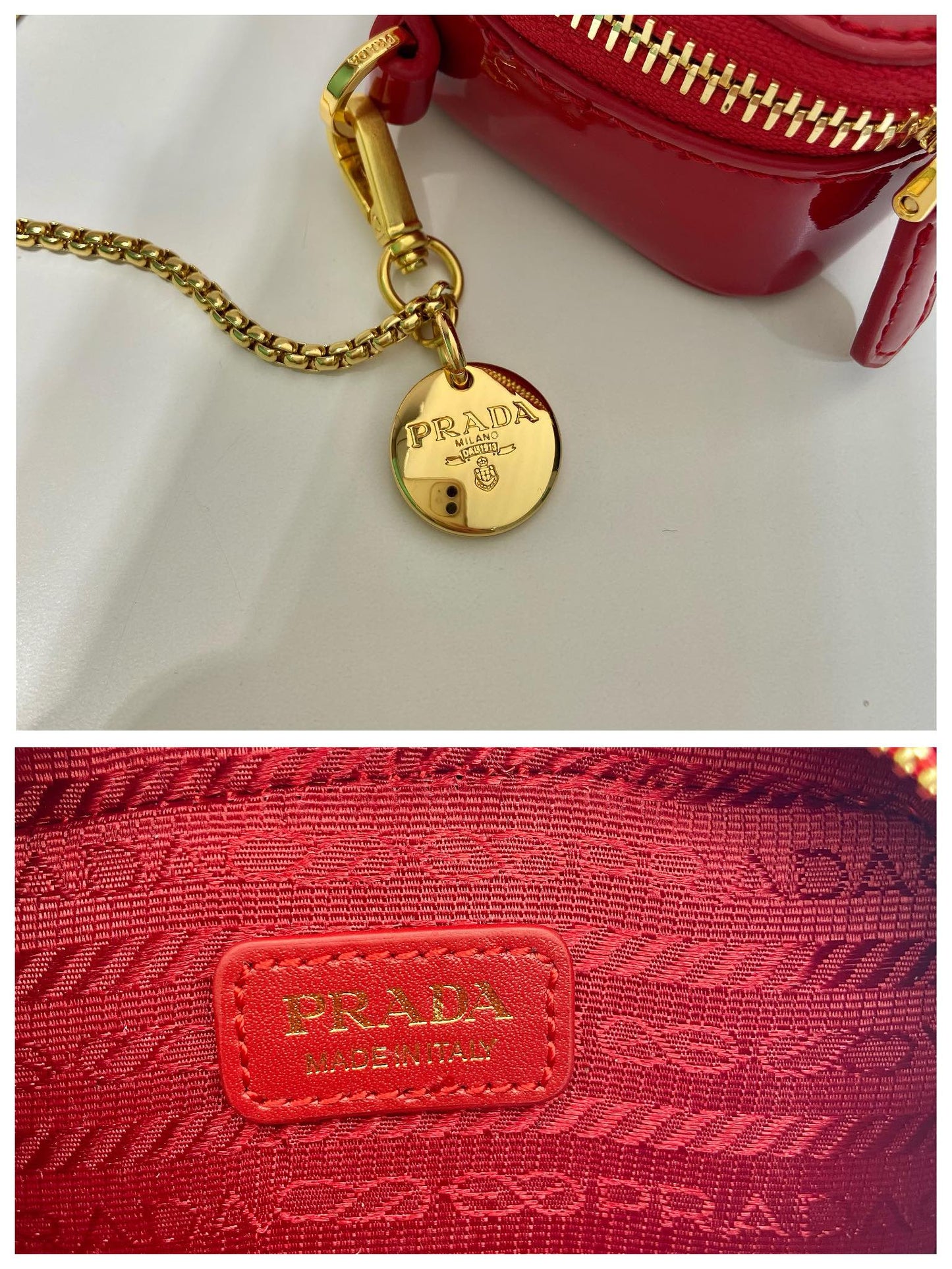 MINI HAND BAG 11 WITH GOLD STRAP IN RED PATENT CALFSKIN mysite