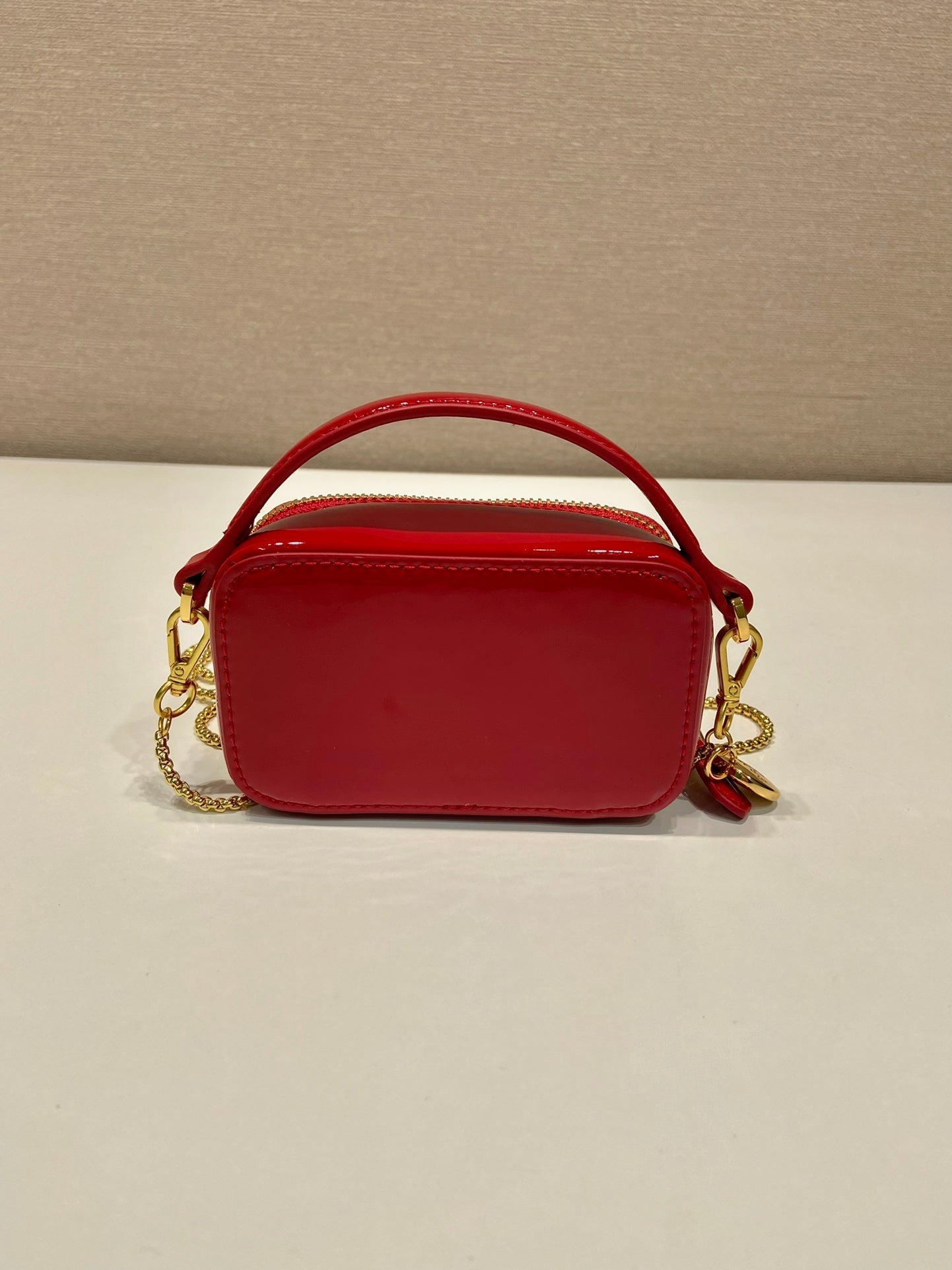 MINI HAND BAG 11 WITH GOLD STRAP IN RED PATENT CALFSKIN mysite