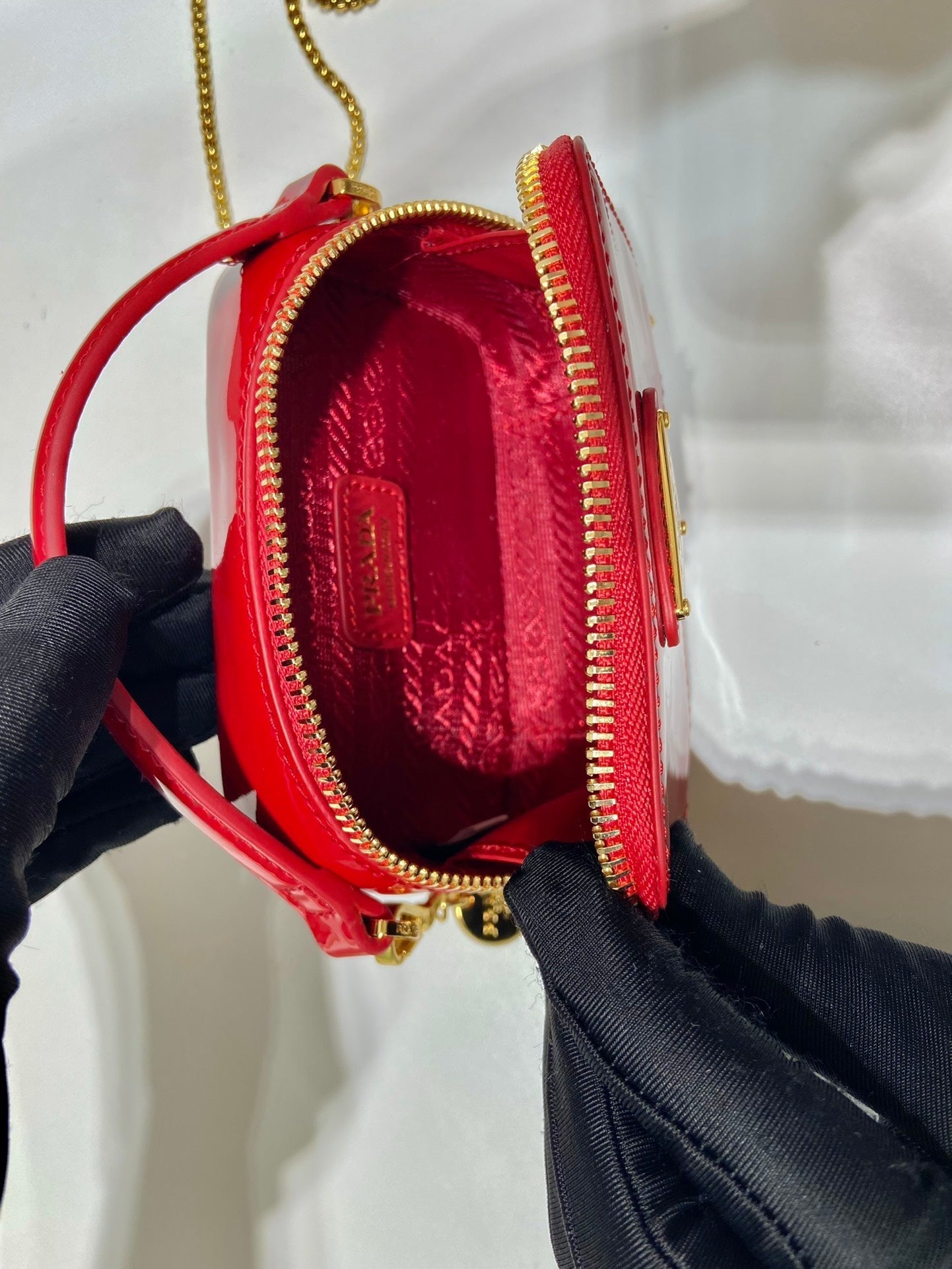 MINI HAND BAG 11 WITH GOLD STRAP IN RED PATENT CALFSKIN mysite