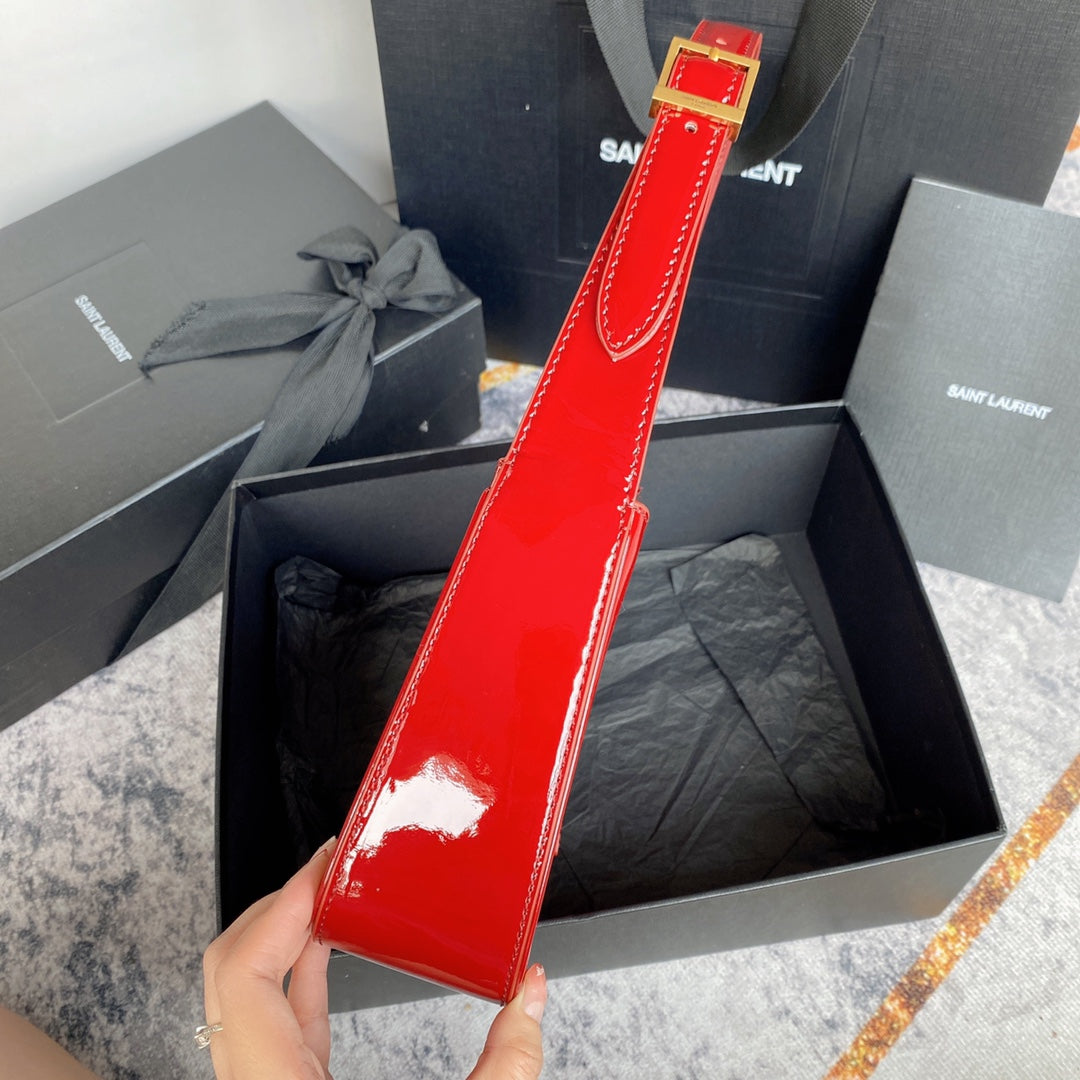 LE 5 À 7 BAG 24 IN RED GLOSSY CALFSKIN GOLD HARDWARE mysite