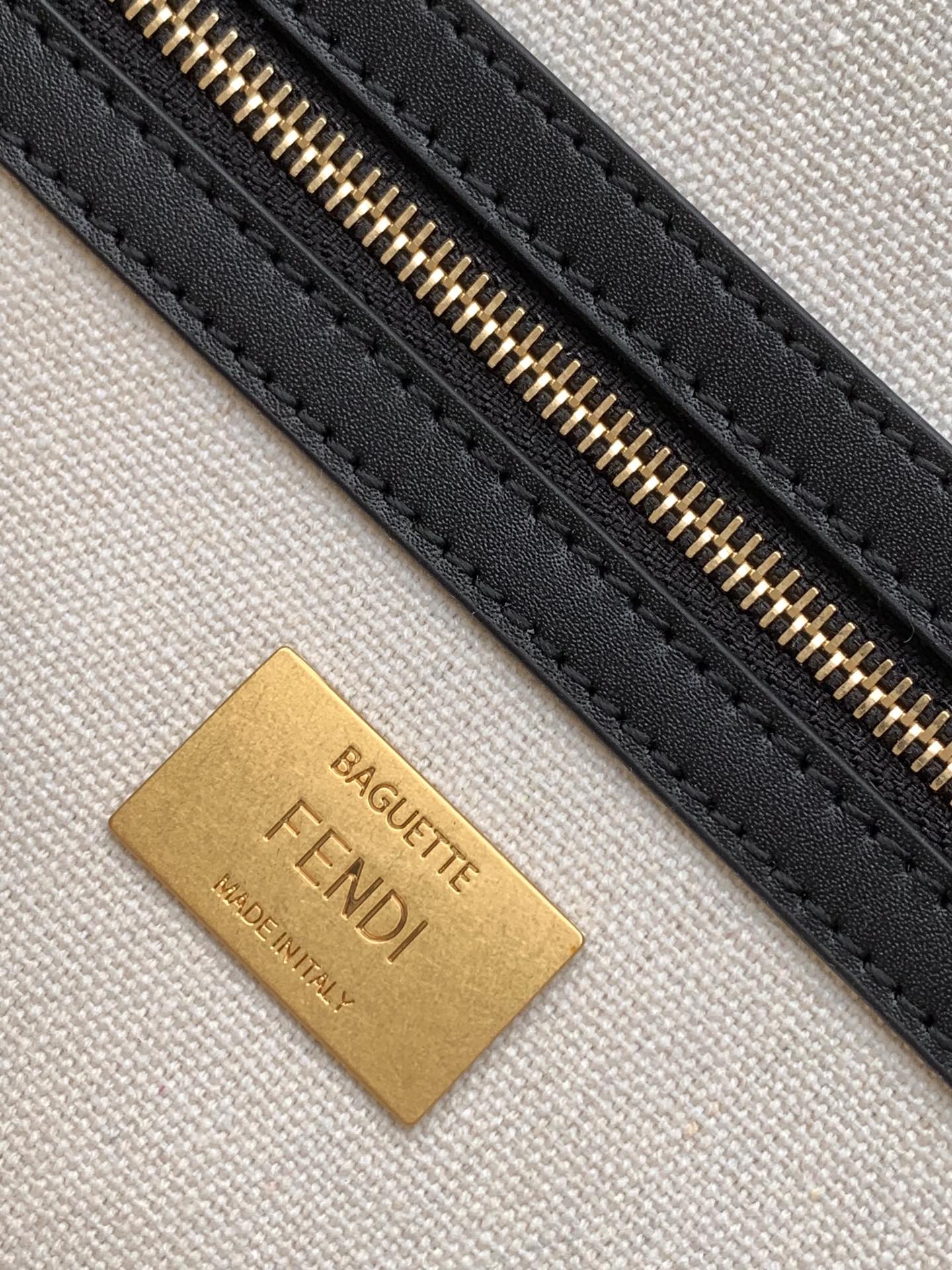 Fend Baguette Black White Brown Orange Canvas Bag 27 with FF Embroidery Ghw mysite