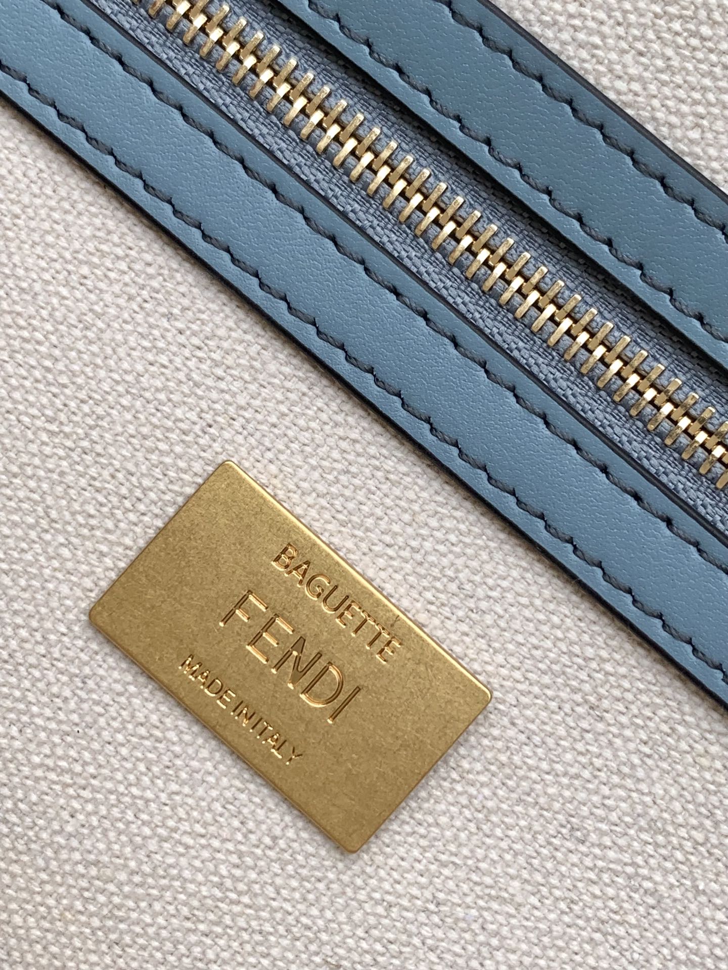 Fend Baguette Sky Blue and Multicolour Canvas Bag 27 with FF Embroidery Ghw mysite