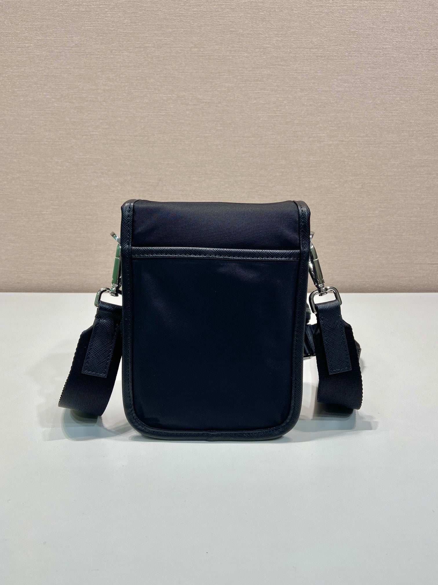 PHONE BAG 19 IN BLACK RE-NYLON AND SAFFIANO LEATHER TRIM mysite