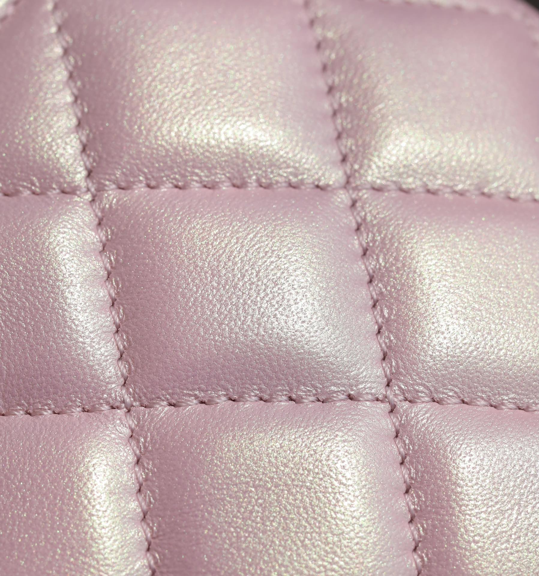 cc 24p mini flap bag 17cm pearlescent pink lambskin pearl chain mysite