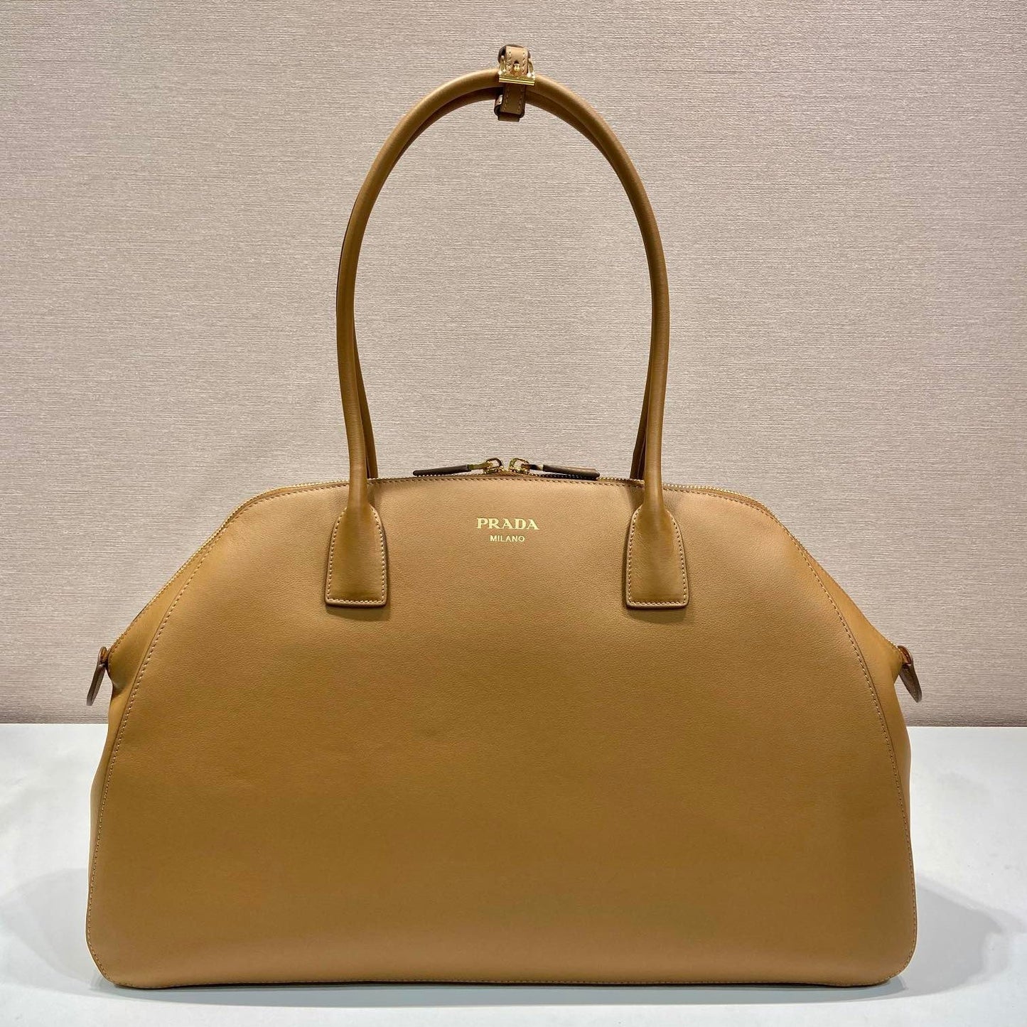 LARGER TOTE BAG 48 WITH ZIPPER CLOSURE IN CIDER BROWN SMOOTH CALFSKIN mysite