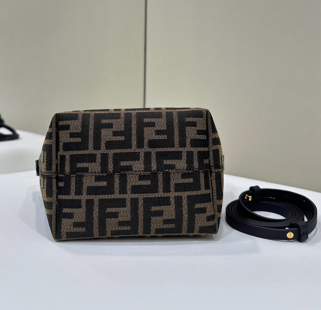 MINI ROLL BAG 15 BLACK MIX BROWN FF JACQUARD FABRIC mysite