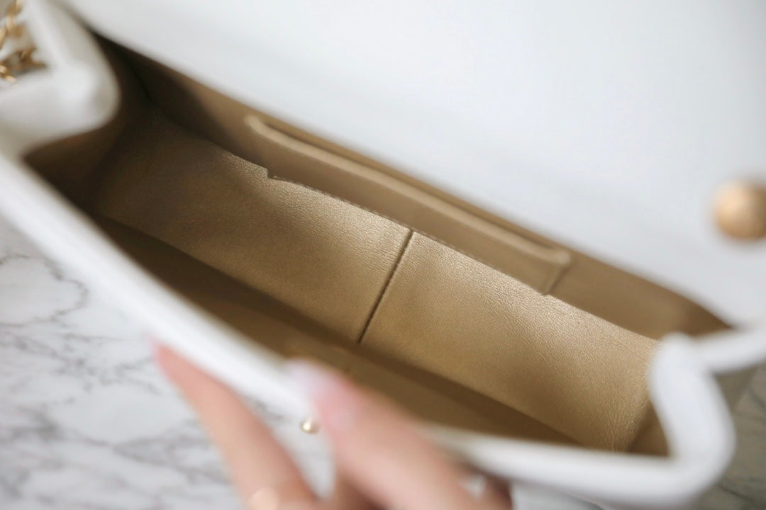 cc 24s mini flap bag 20cm white lambskin pearl ball mysite