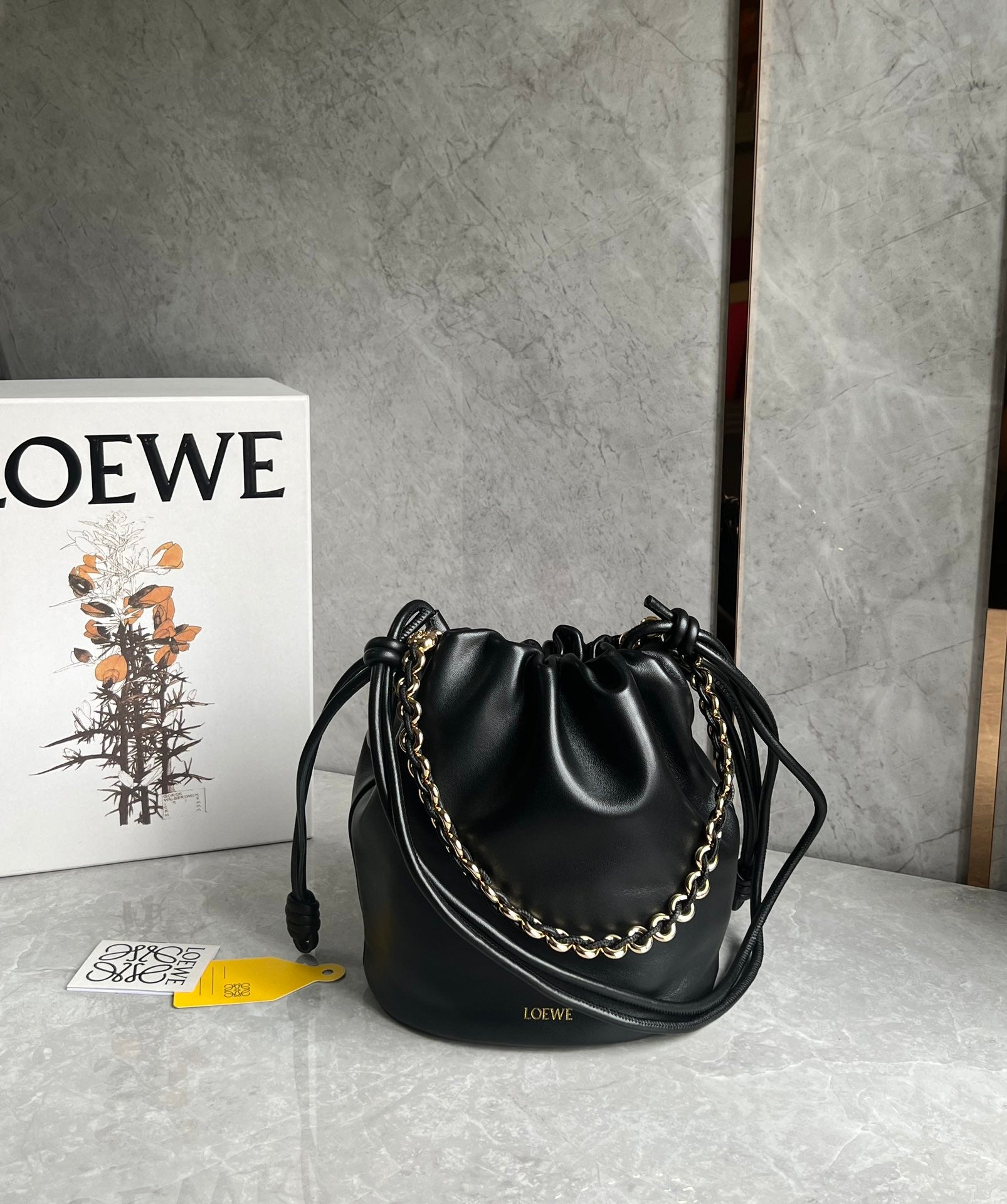 LOE 32 FLAMENCO PURSE BUCKET IN BLACK MELLOW NAPPA LAMBSKIN mysite