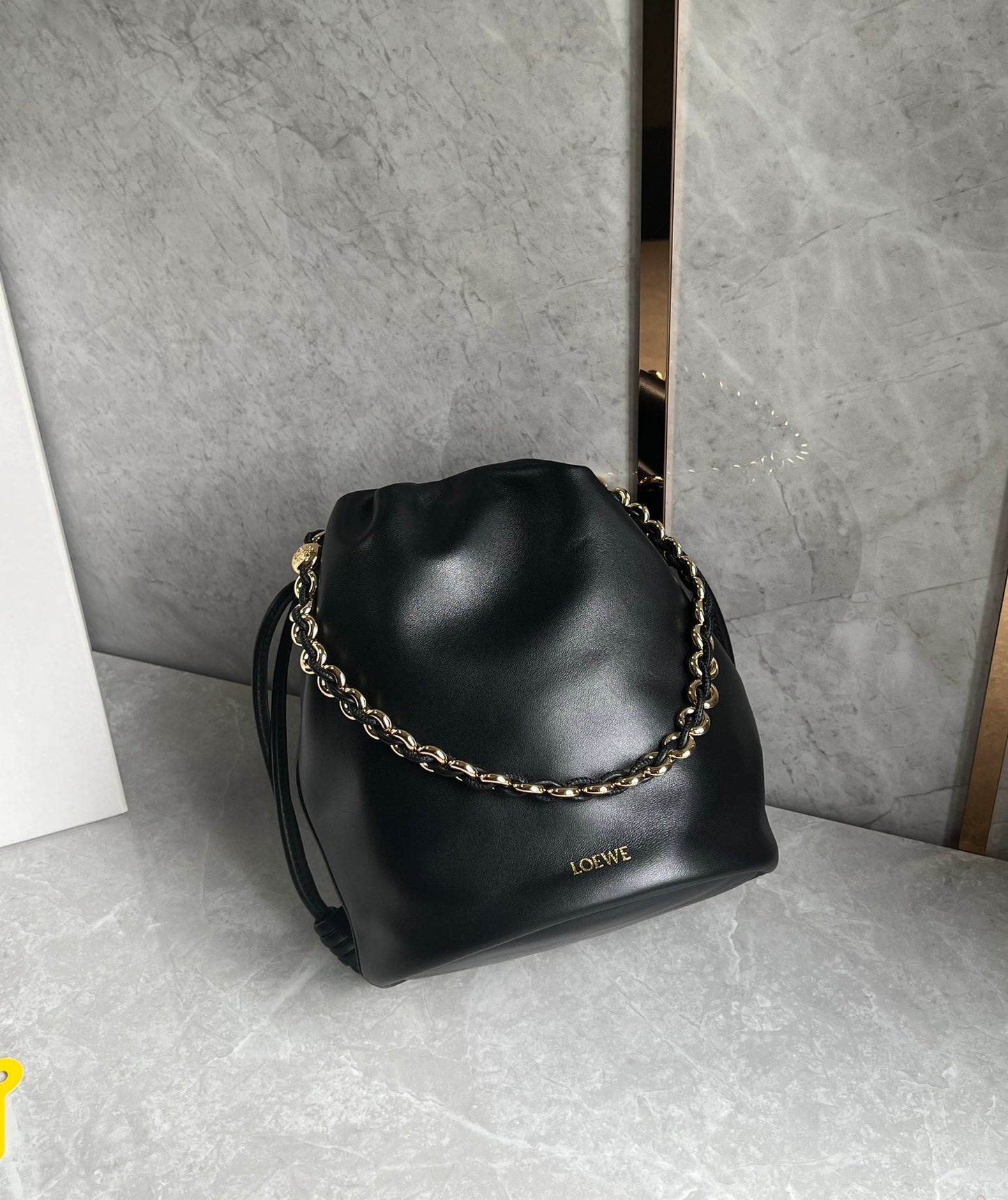 LOE 32 FLAMENCO PURSE BUCKET IN BLACK MELLOW NAPPA LAMBSKIN mysite