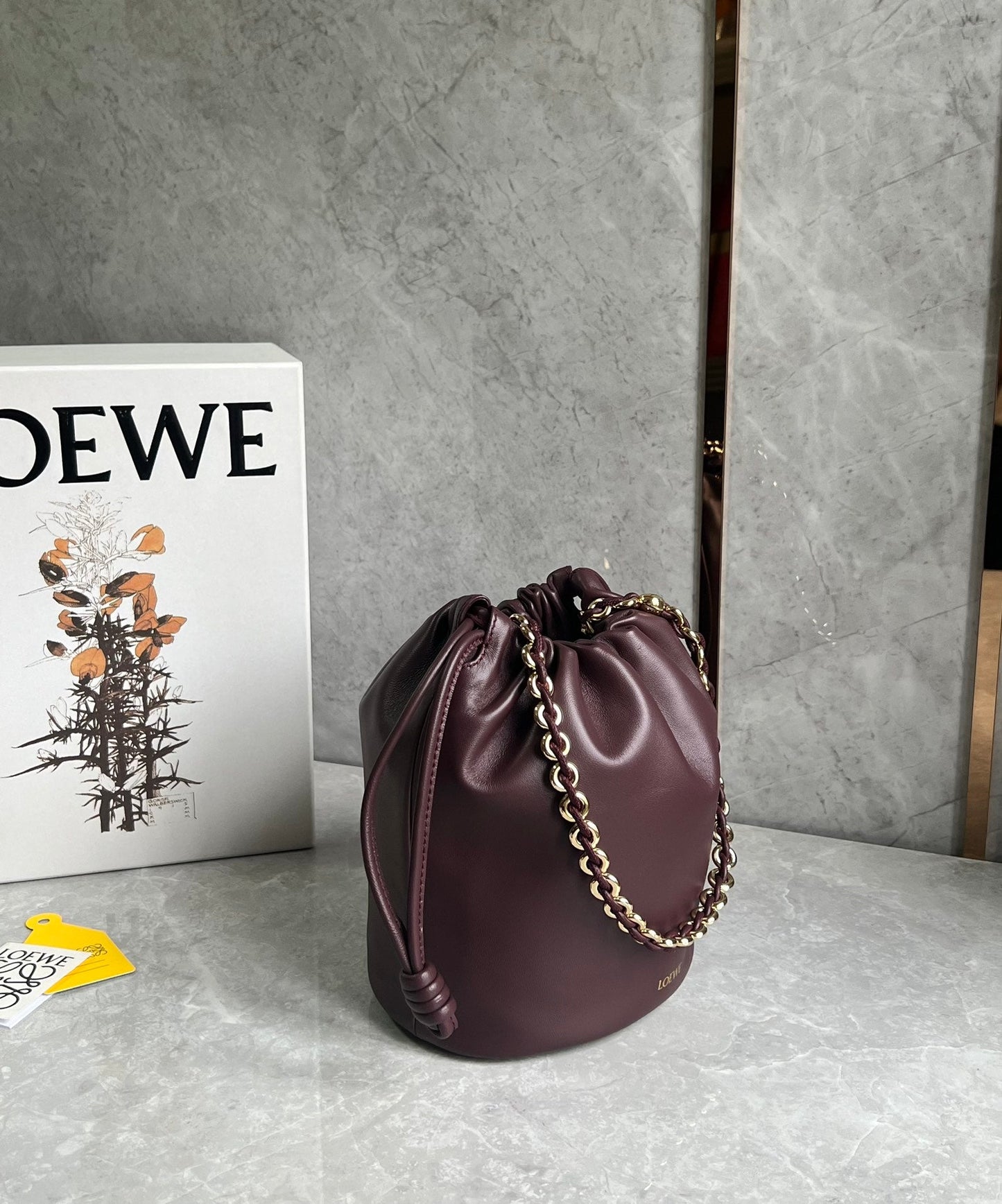 LOE 32 FLAMENCO PURSE BUCKET IN DARK BURGUNDY MELLOW NAPPA LAMBSKIN mysite