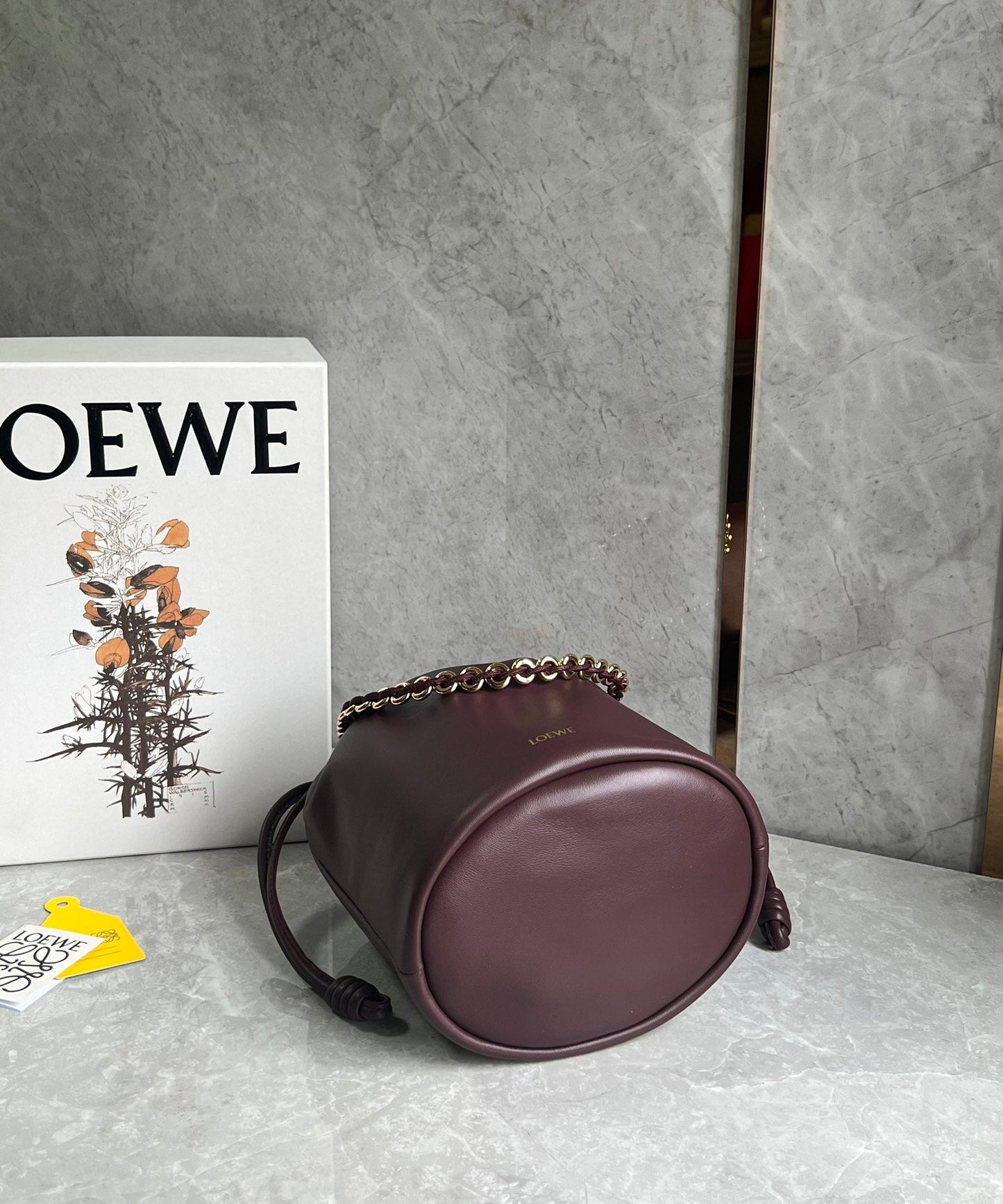 LOE 32 FLAMENCO PURSE BUCKET IN DARK BURGUNDY MELLOW NAPPA LAMBSKIN mysite