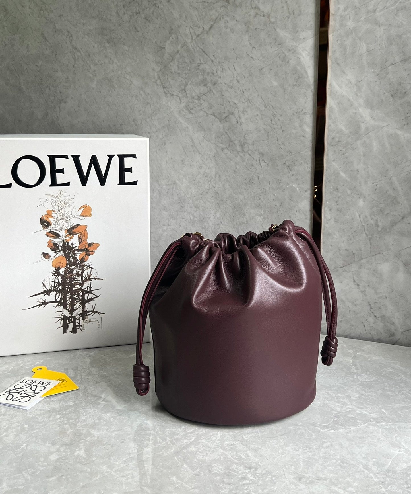 LOE 32 FLAMENCO PURSE BUCKET IN DARK BURGUNDY MELLOW NAPPA LAMBSKIN mysite
