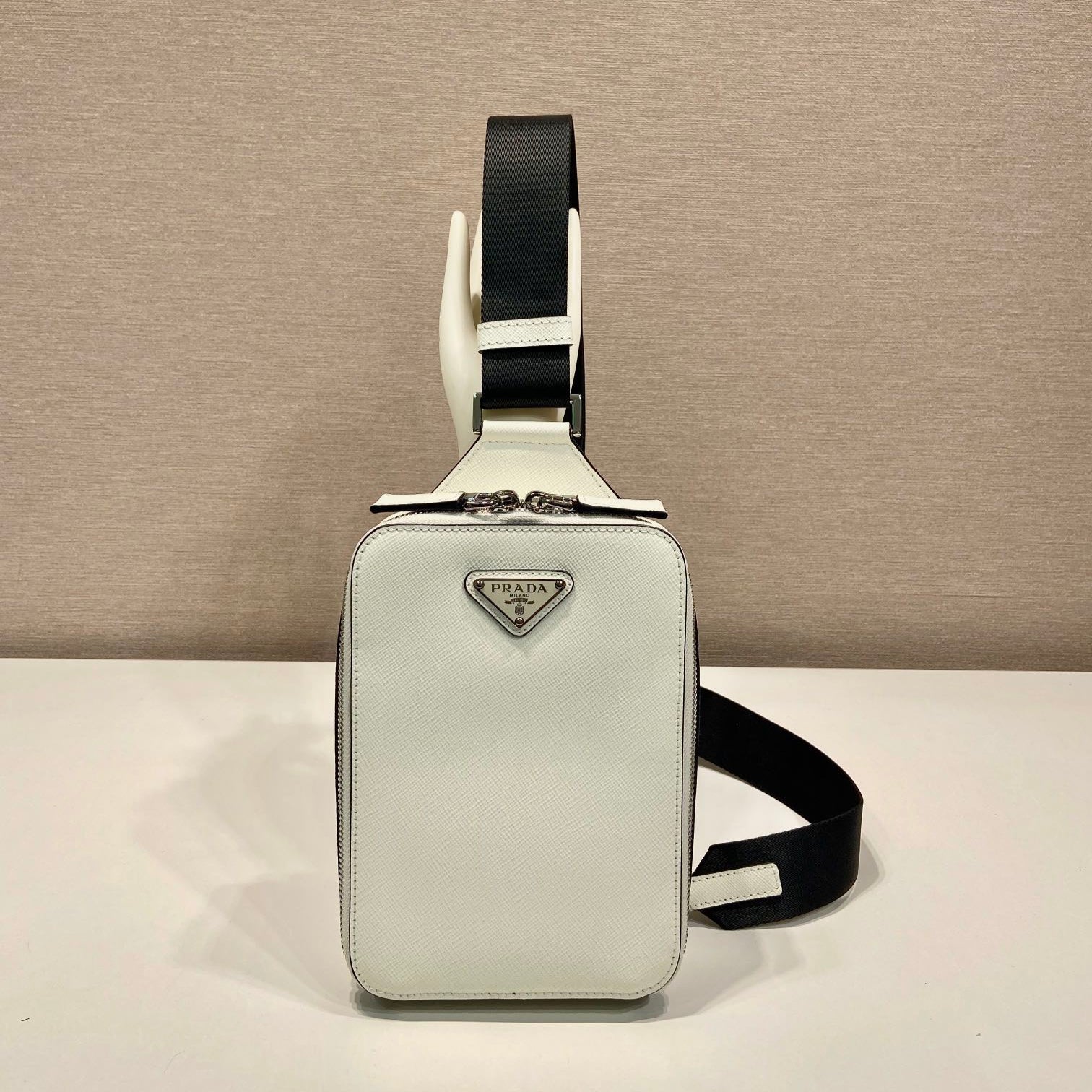 CHEST BAG 20 IN WHITE SAFFIANO LEATHER mysite