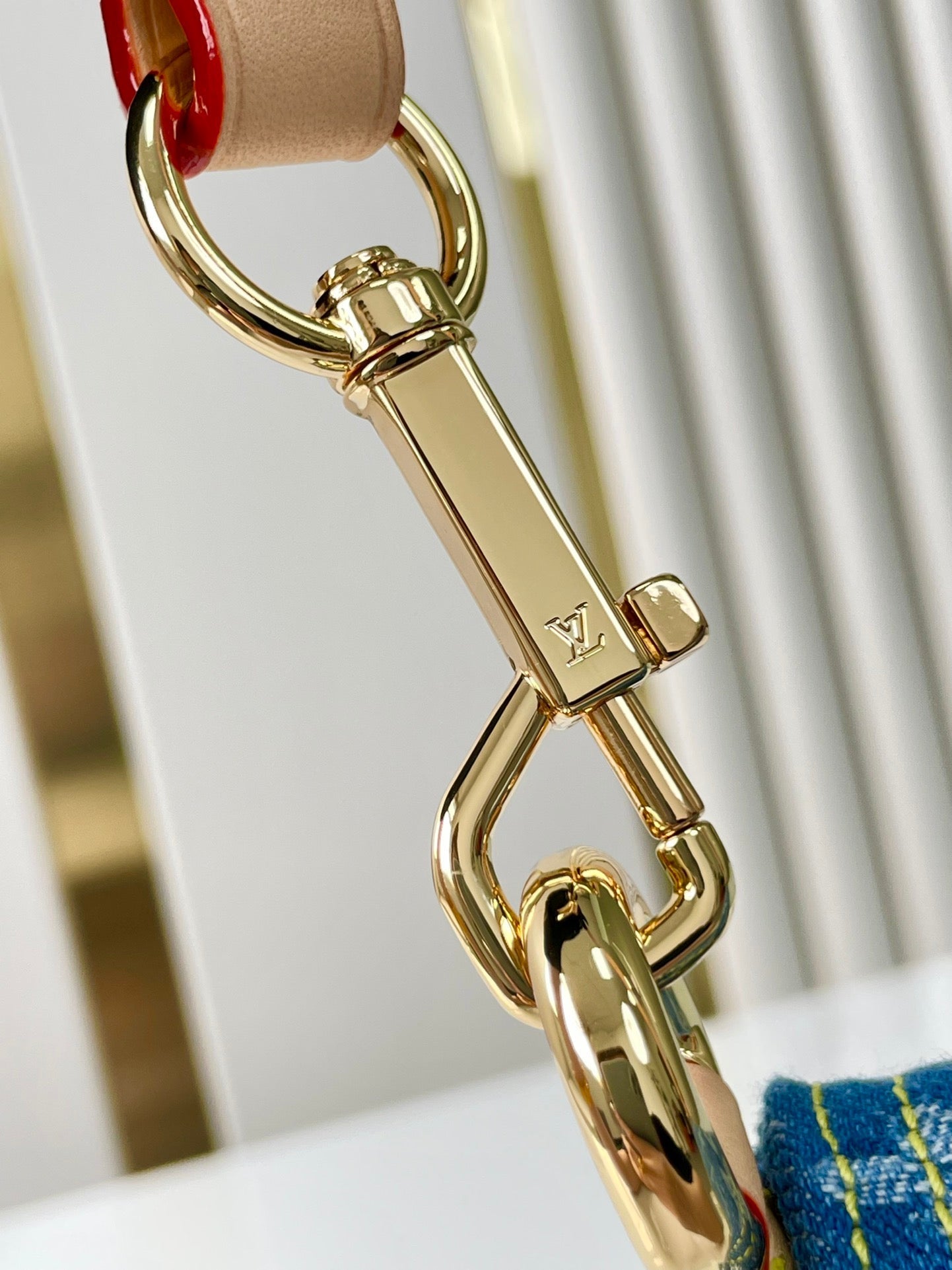 SUNSET 27 IN BLUE MONOGRAM DENIM GOLD BUCKLE mysite