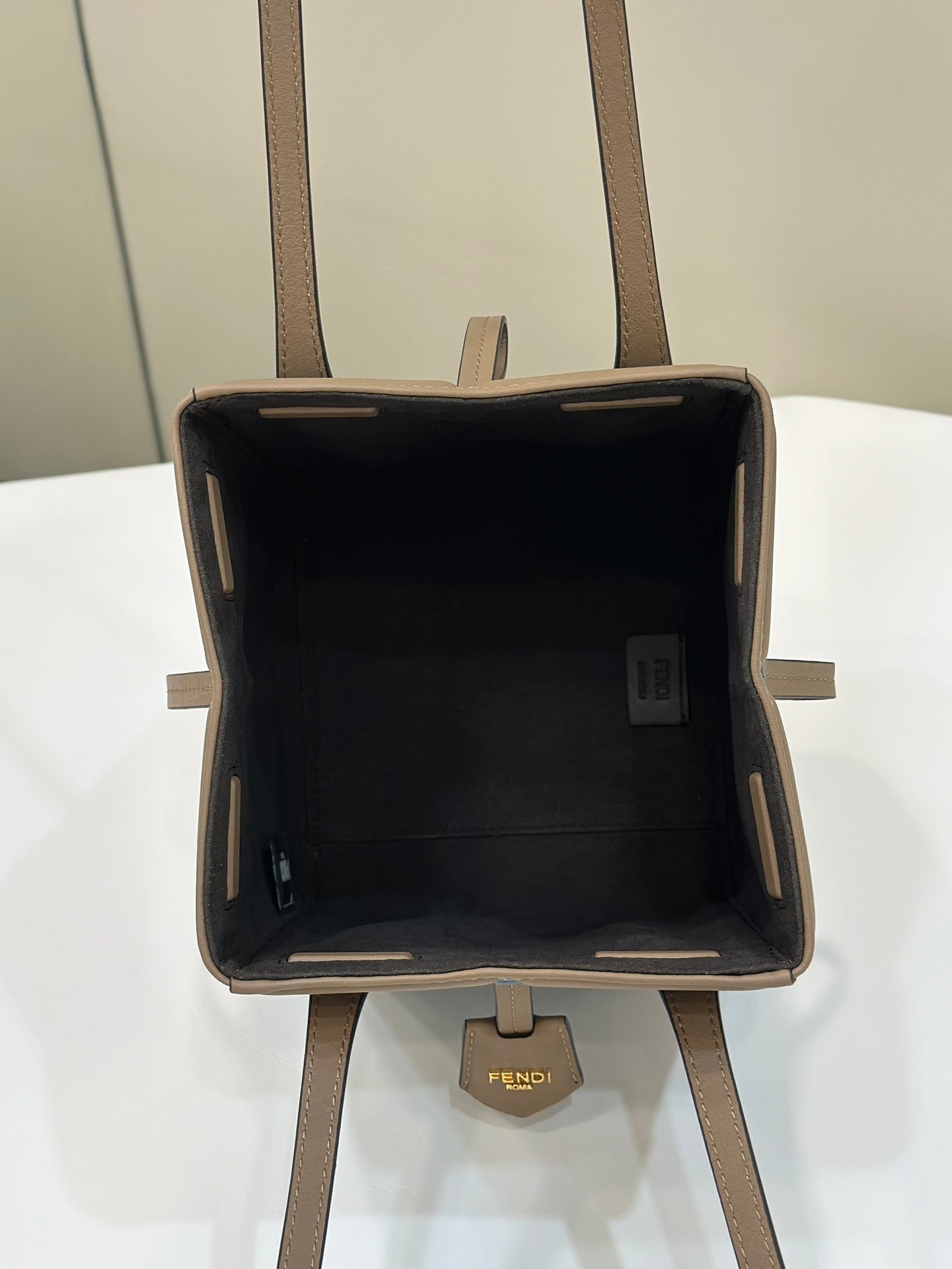 FENDI ORIGAMI MINI 19 IN TRUE BLUE MONOGRAM DENIM WITH CALFSKIN STRAP mysite