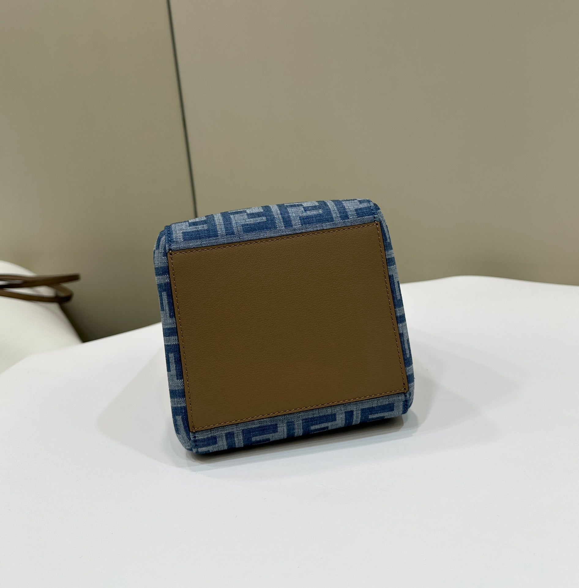 FENDI ORIGAMI MINI 19 IN TRUE BLUE MONOGRAM DENIM WITH CALFSKIN STRAP mysite