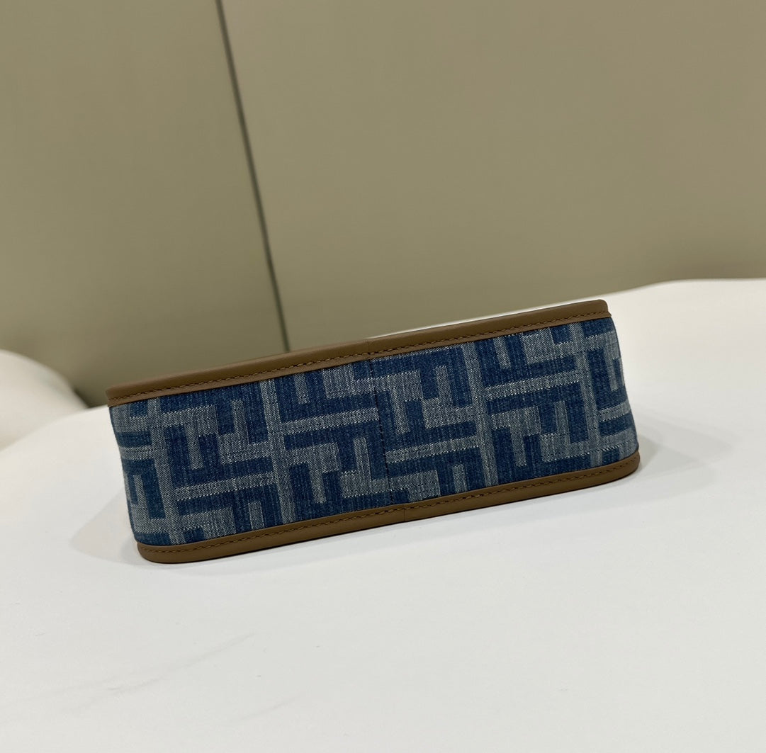 FENDI MEDIUM 27 BAG IN TRUE BLUE MONOGRAM DENIM GOLD HARDWARE mysite